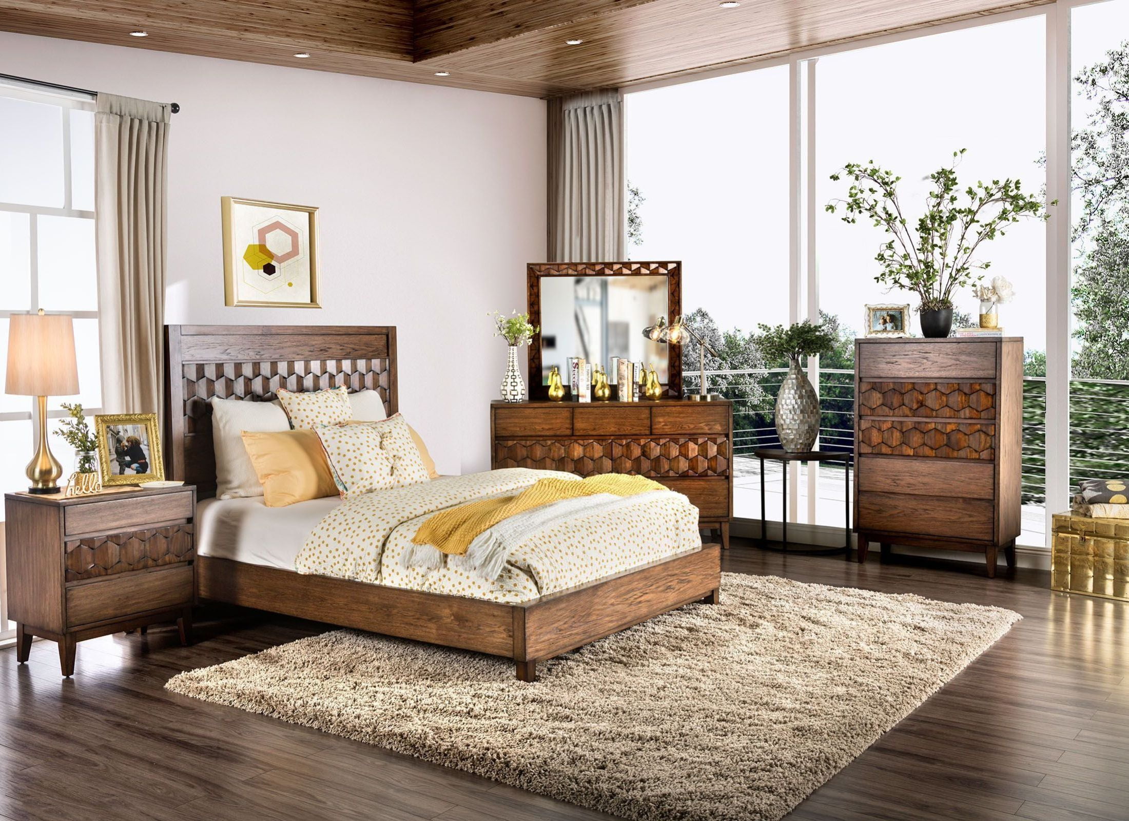 Kallisto Chestnut Brown Platform Bedroom Set