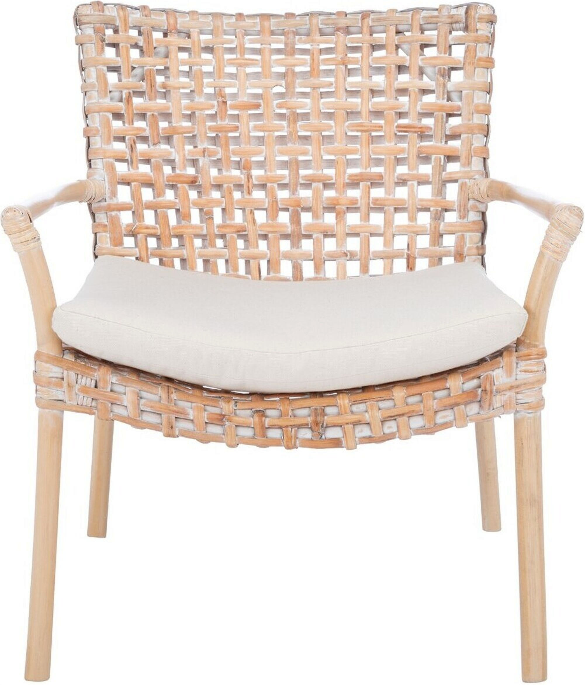 Collette Rattan Accent Chair with Cushion in White Wash by