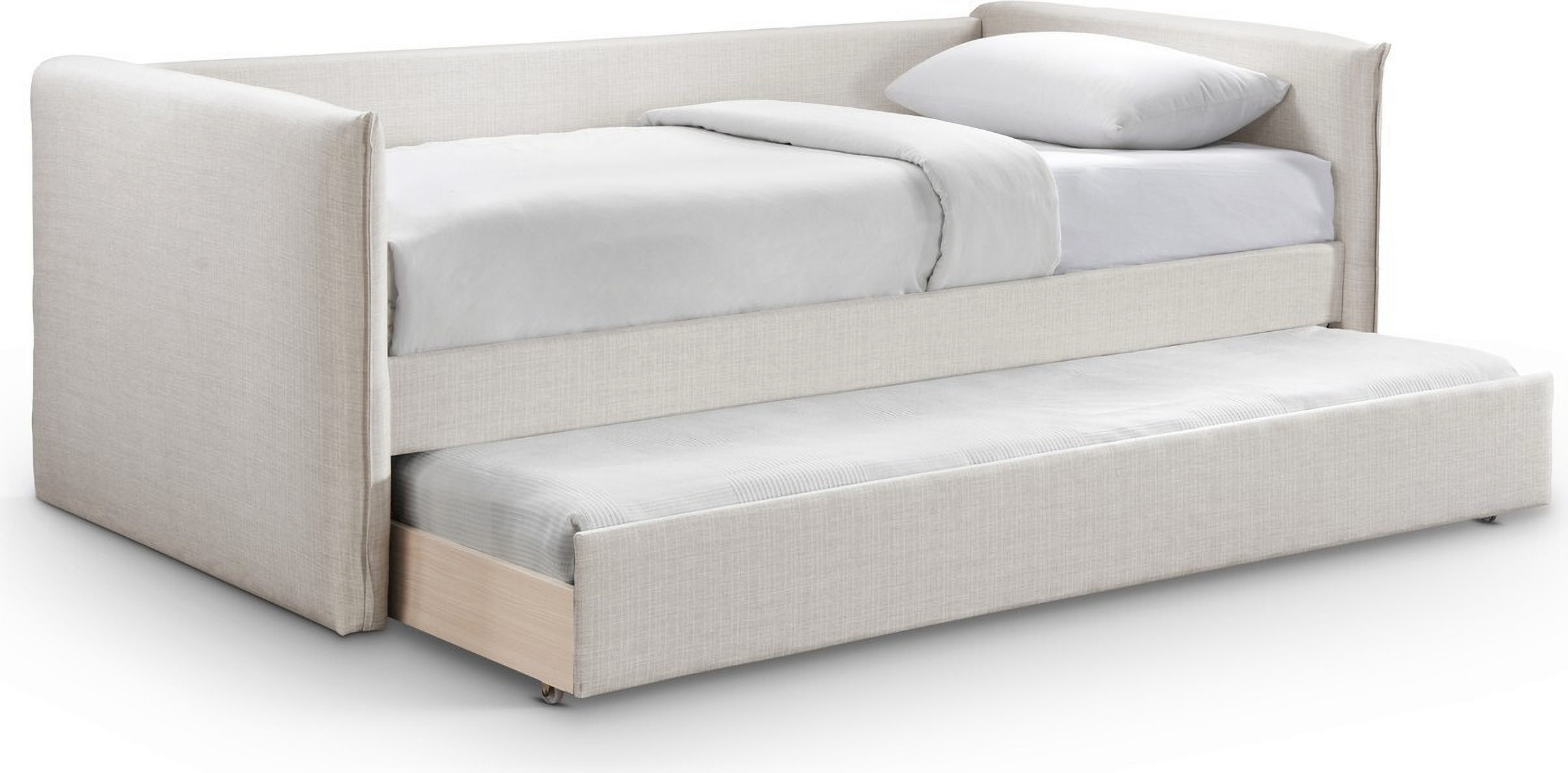 Colton Linen Textured Fabric Twin Daybed In Cream by Meridian