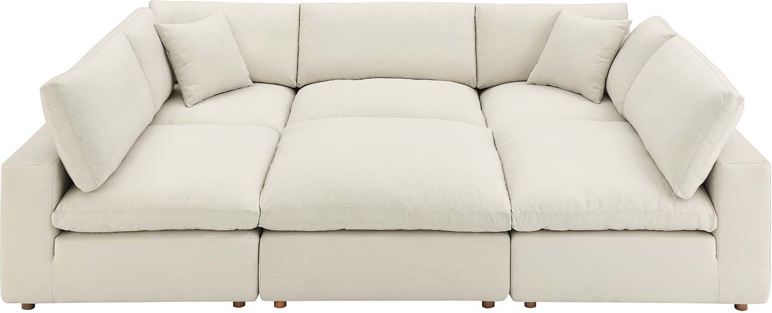 Commix down filled overstuffed 6 shop piece sectional sofa set beige