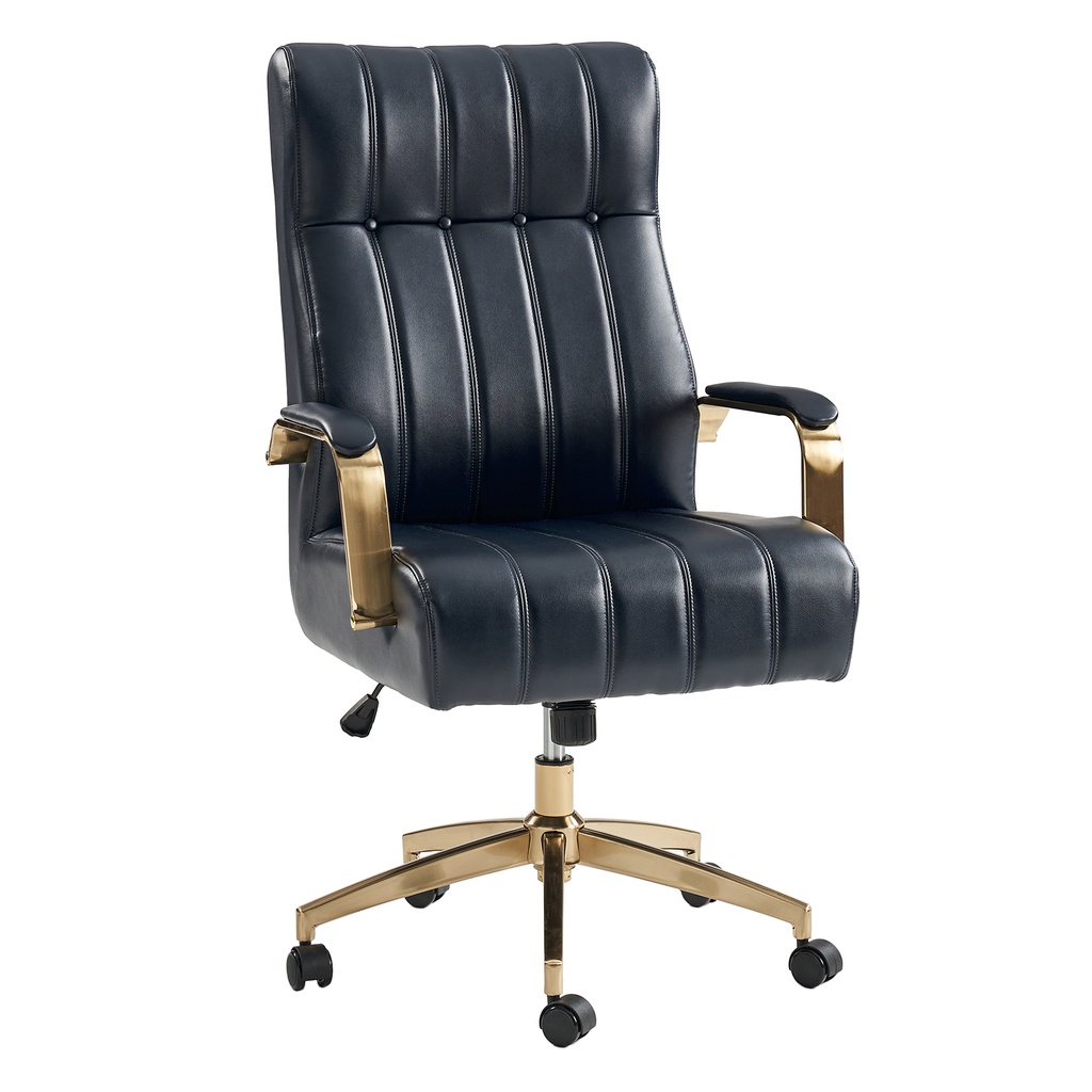 Conan Leather Ergonomic Executive Office Chair In Navy by Karat Home ...
