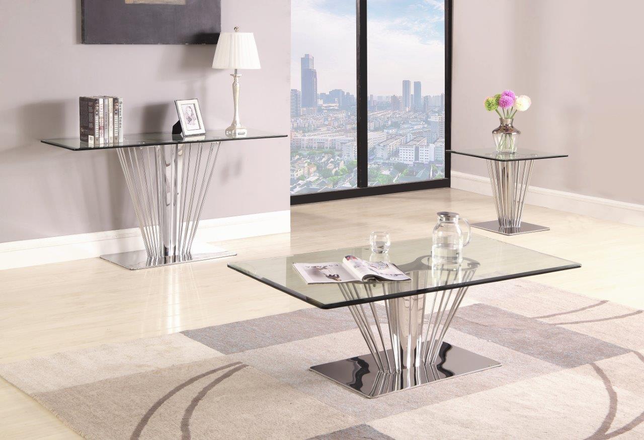 Contemporary Glass Sofa Table by Chintaly Imports 1StopBedrooms