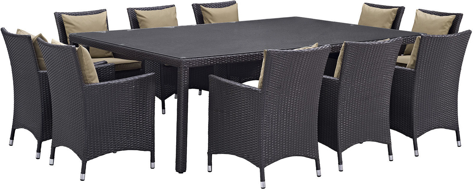 Convene Espresso Mocha 11 Piece Outdoor Patio Dining Set EEI-2240-EXP-MOC-SET