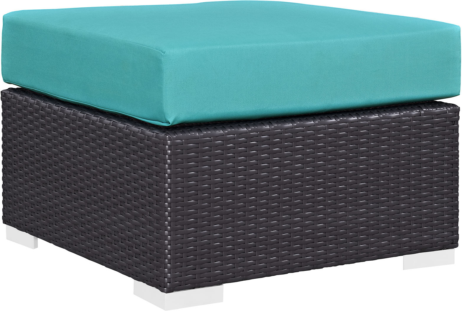 Convene Espresso Turquoise Outdoor Patio Fabric Square Ottoman by Modway | 1StopBedrooms