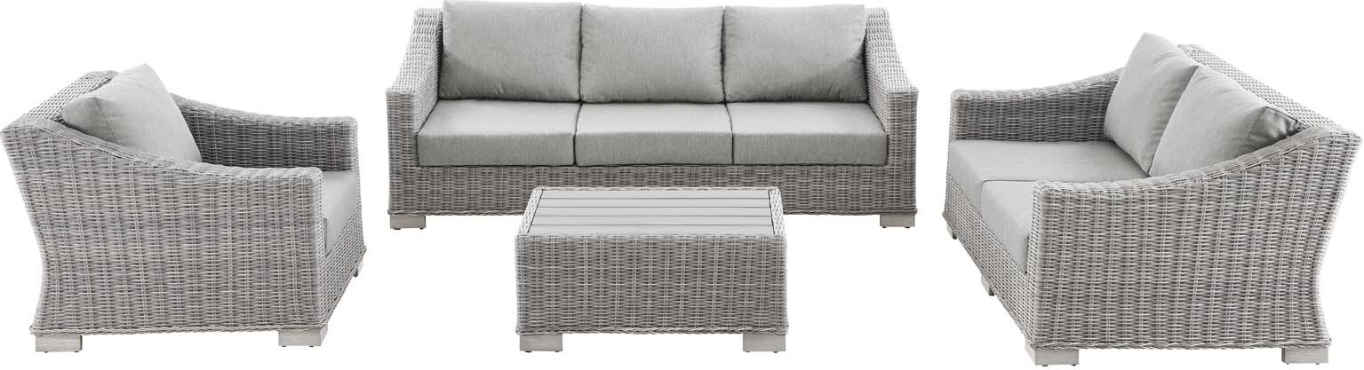 Conway 4-Piece Outdoor Patio Wicker Rattan Furniture Set EEI-5091-GRY