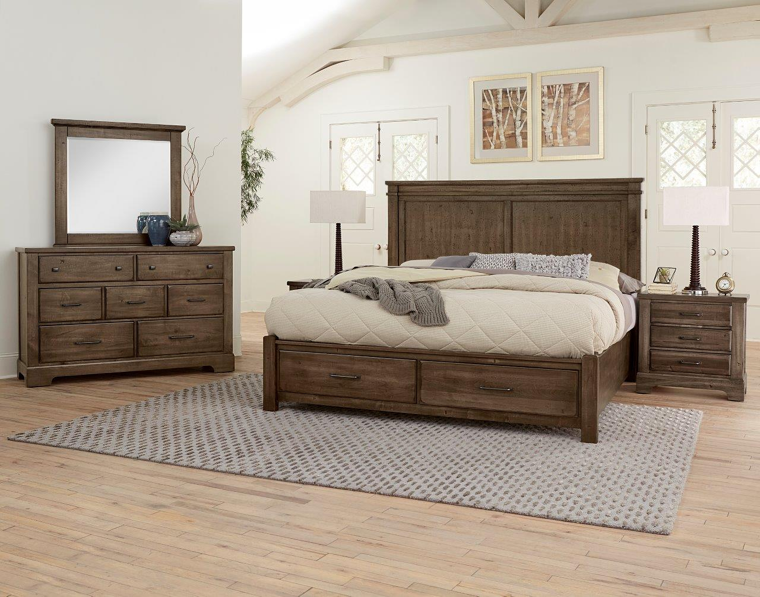 Cool Rustic Mansion Bedroom Set With Footboard Storage In Mink by ...