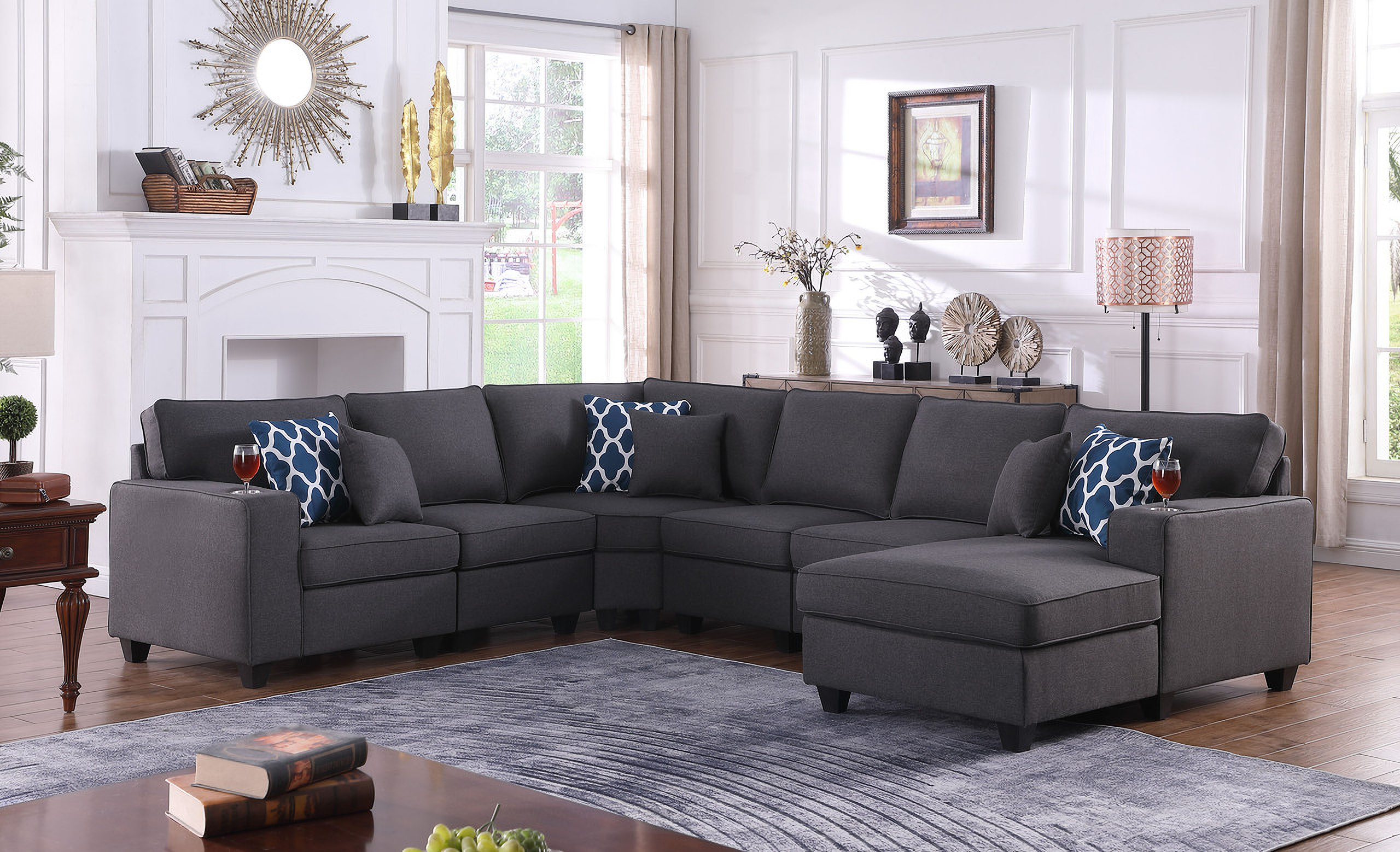 Dark gray store modular sectional