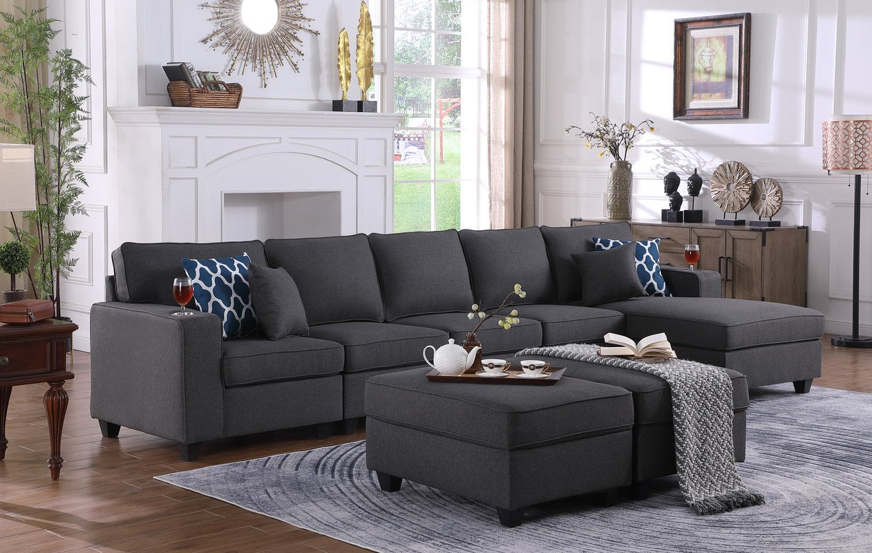 Linen Sectional Sofa Chaise