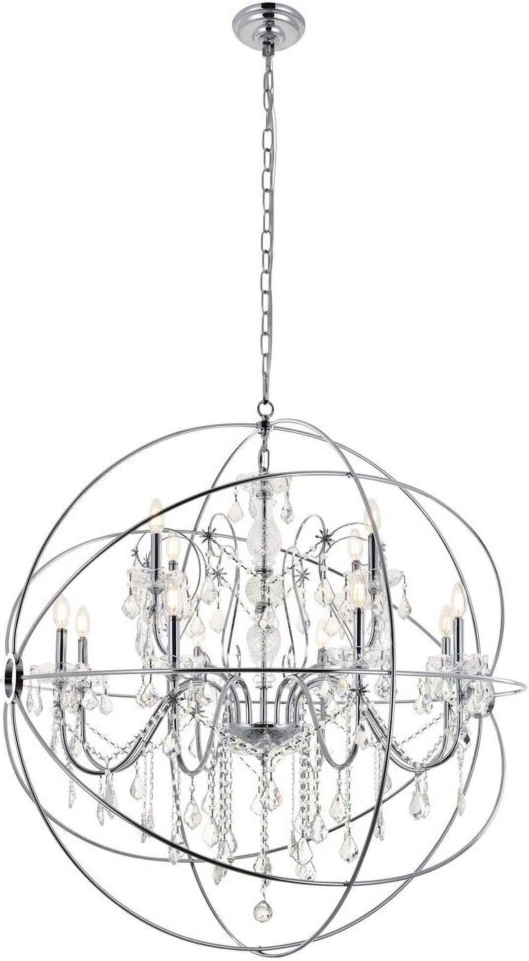 Cordelia 12 Light Chrome Crystal Pendant by Elegant Lighting