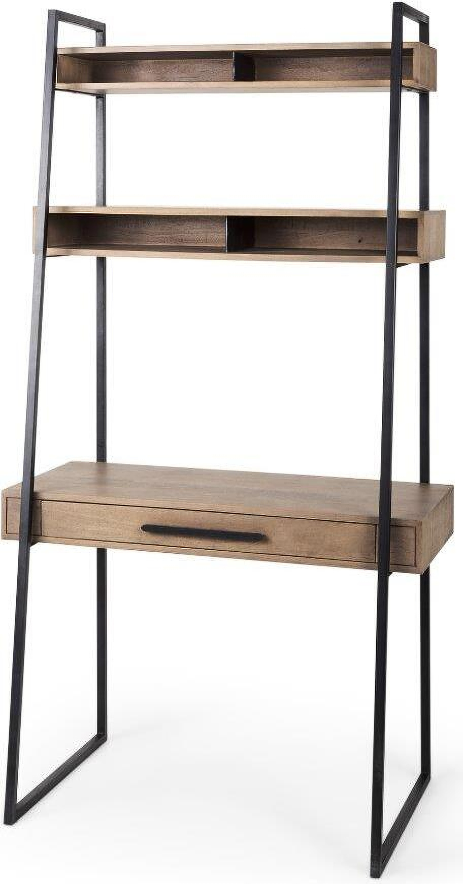 Cordell Medium Brown Wood With Black Metal Office Desk by Mercana