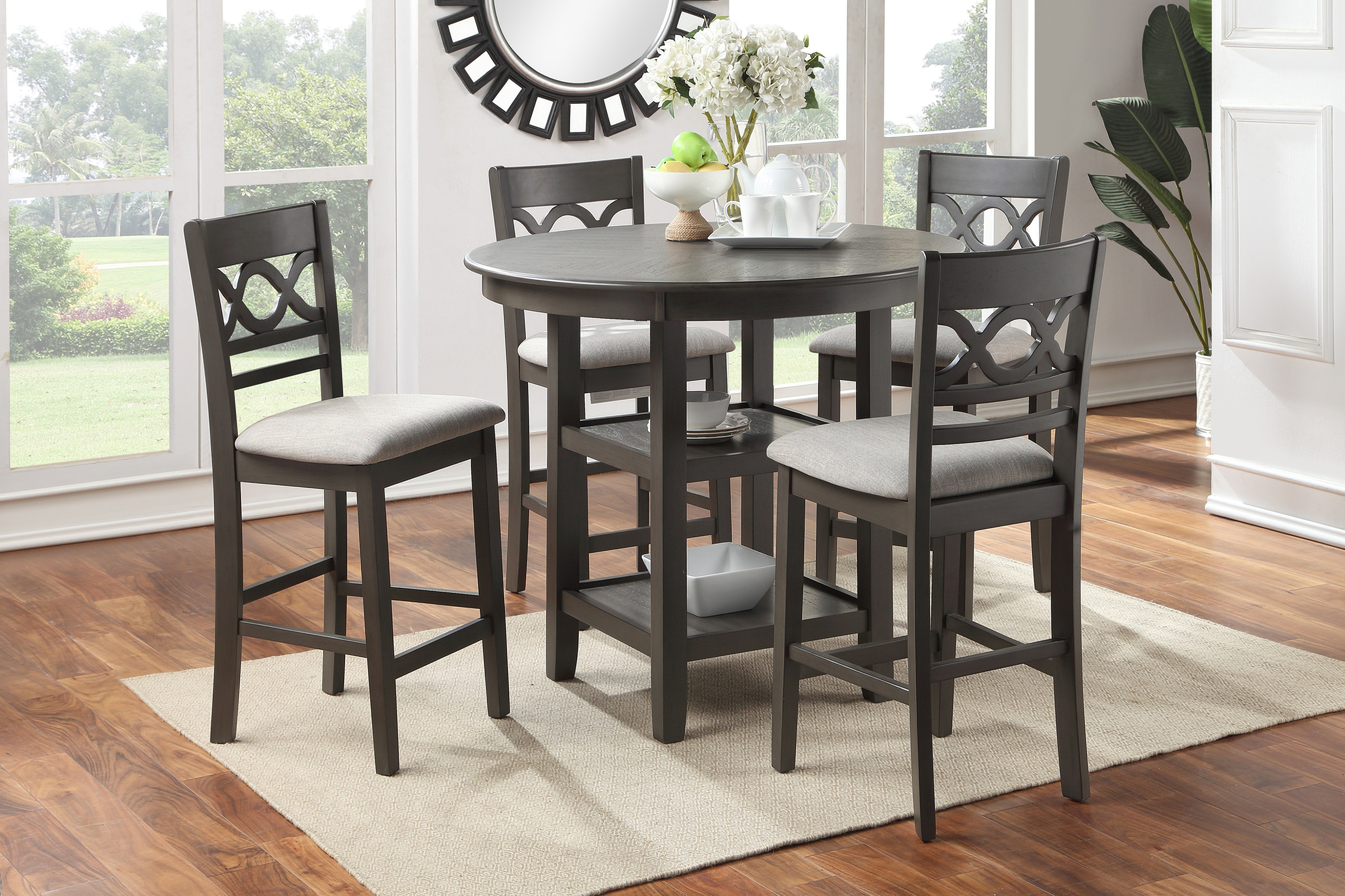 Cnt Table Set Cori 5 Piece Counter Table Set In Gray by New Classic | 1StopBedrooms