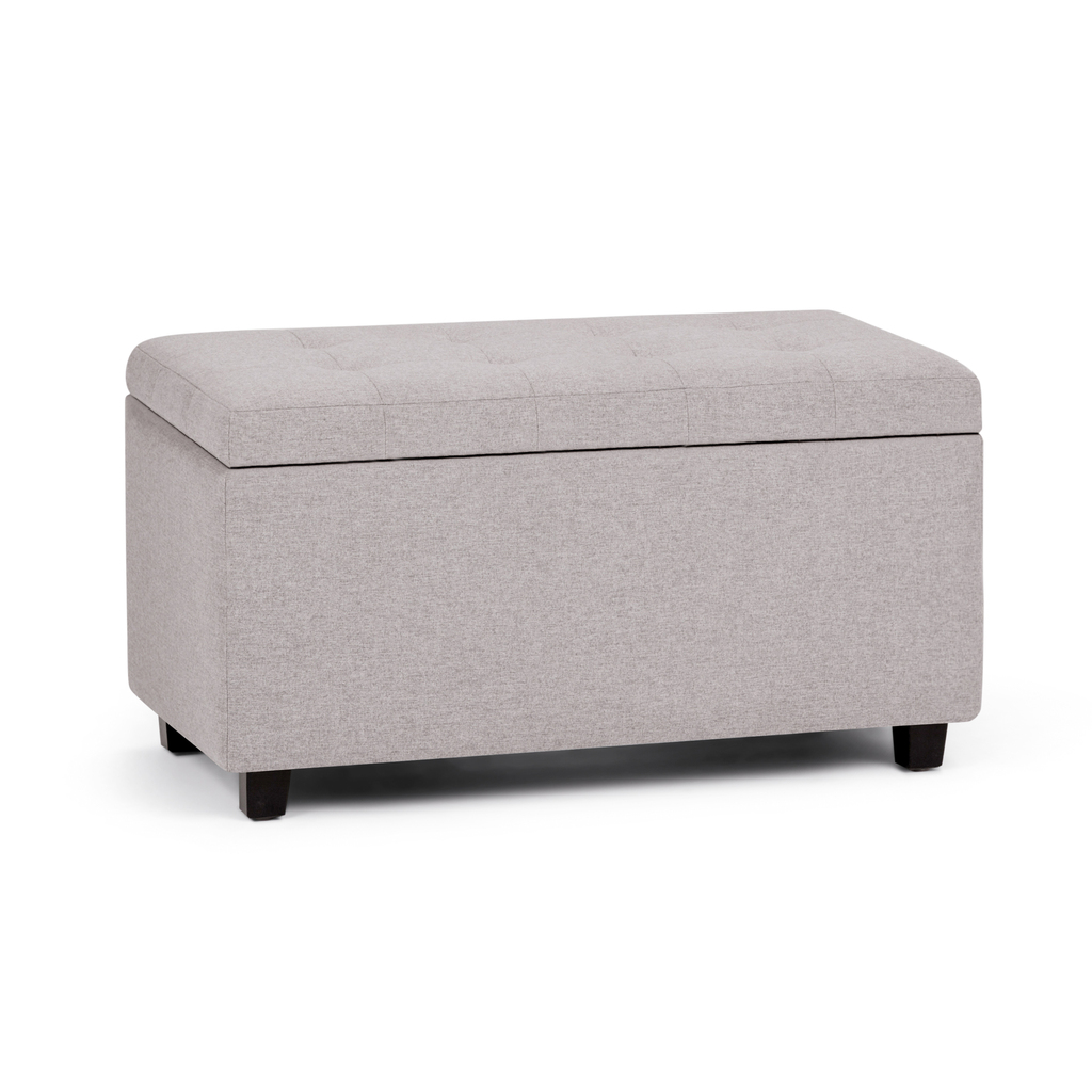 Cosmopolitan Linen Look Fabric Storage Ottoman In Cloud Grey by Simpli ...