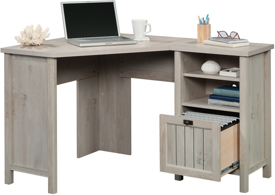 Sauder International Lux L-Desk - Umber Wood