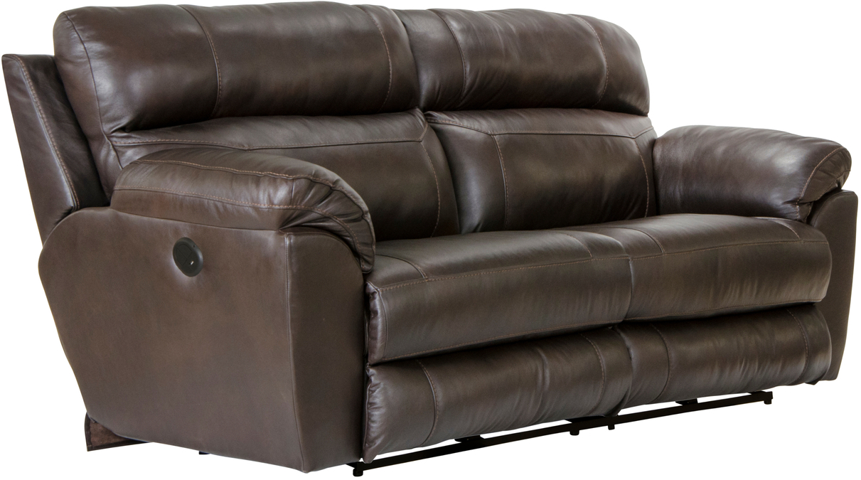 Wembley Power Lay Flat Reclining Sofa with Power Adjustable Headrest And Lumbar  Support In Walnut by Catnapper