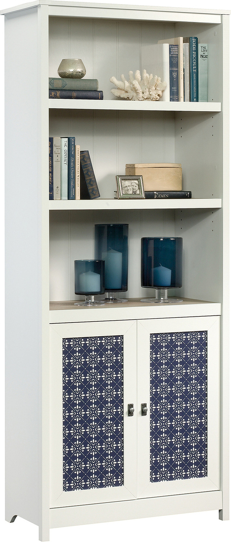 Sauder cottage road library with doors sales soft white