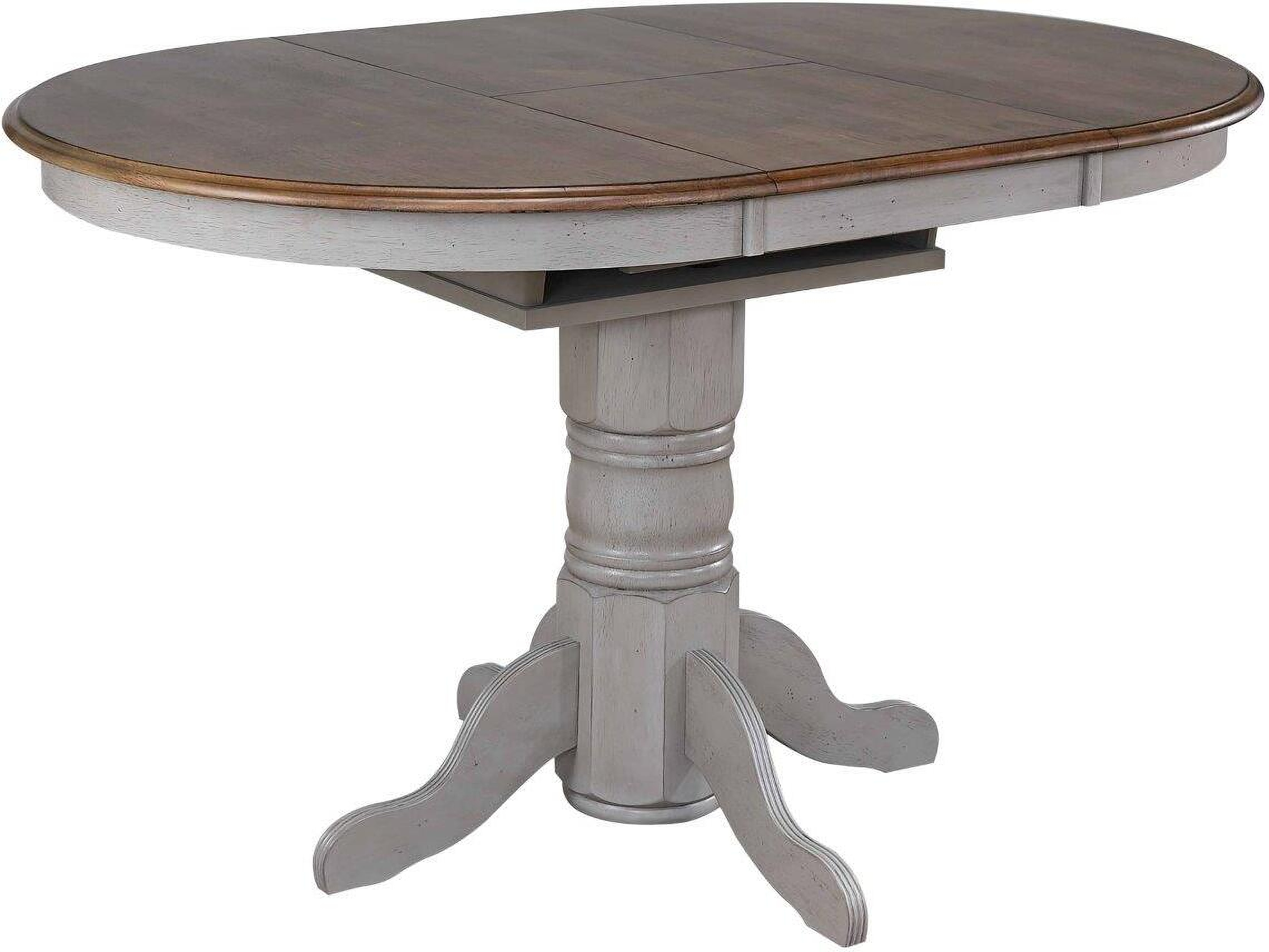 Country Grove Distressed Gray and Brown Wood Round or Oval Extendable Pub Table by Sunset Trading 1StopBedrooms
