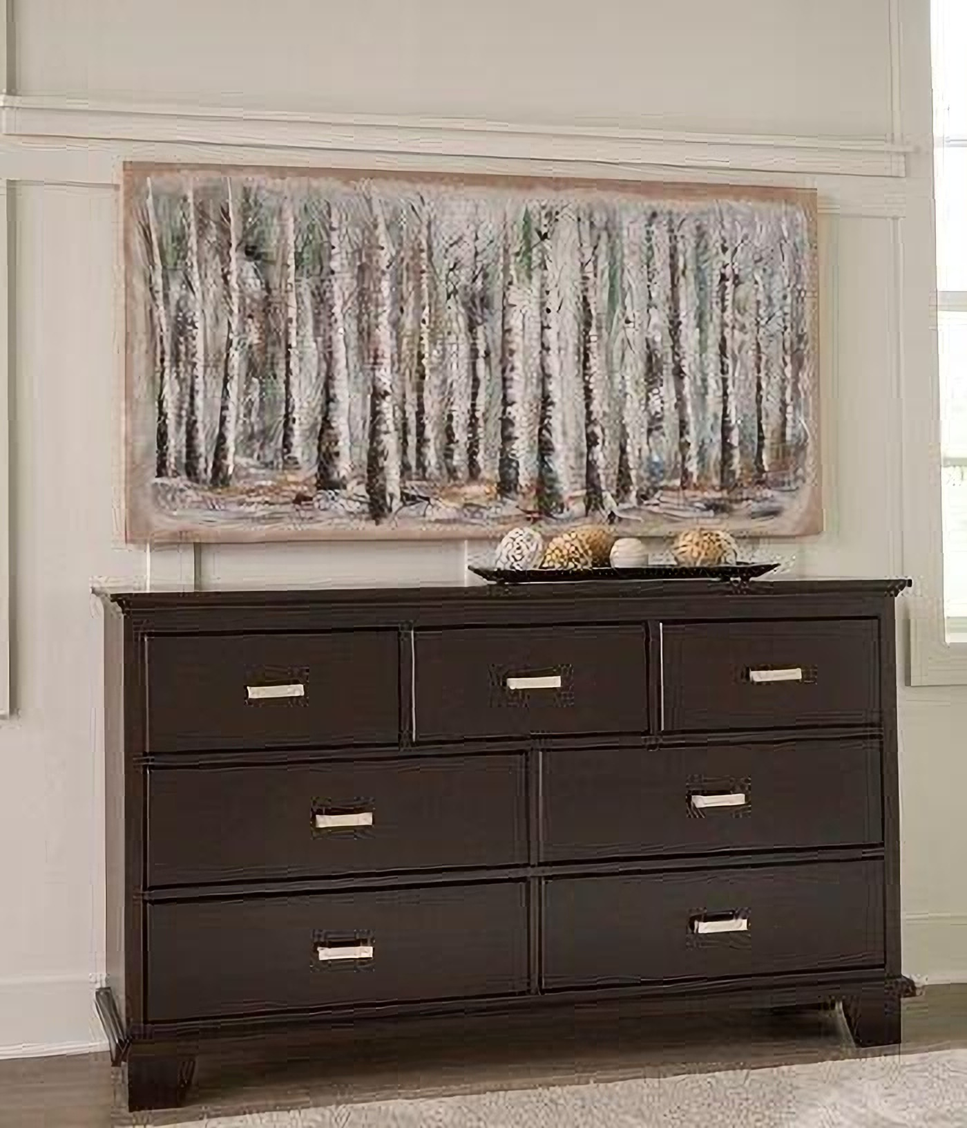 Dark brown deals and white dresser