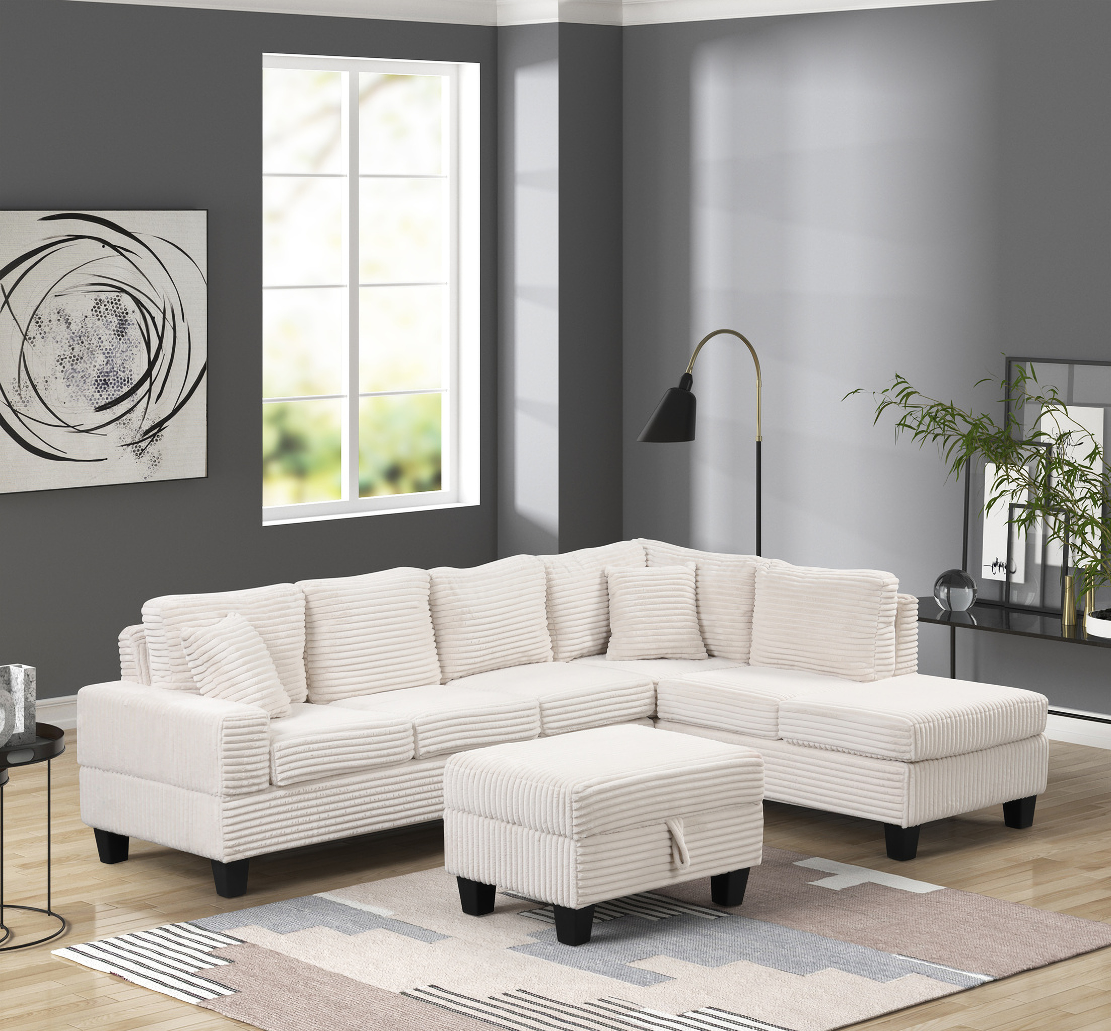 Cozy L Shaped Sectional Sofa In Cream by Galaxy Home Furnishings 1StopBedrooms