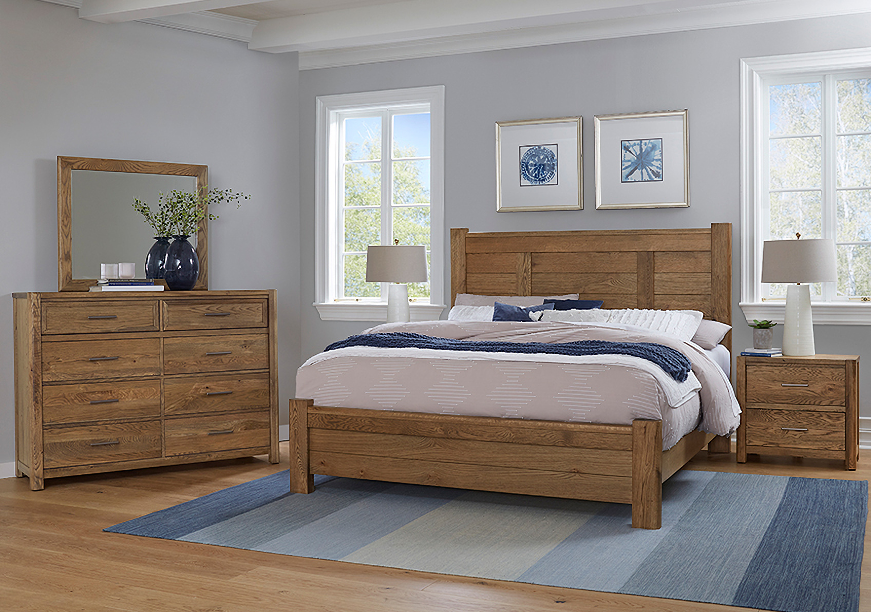 Crafted Oak Poster Bedroom Set In Natural by Vaughan Bassett ...