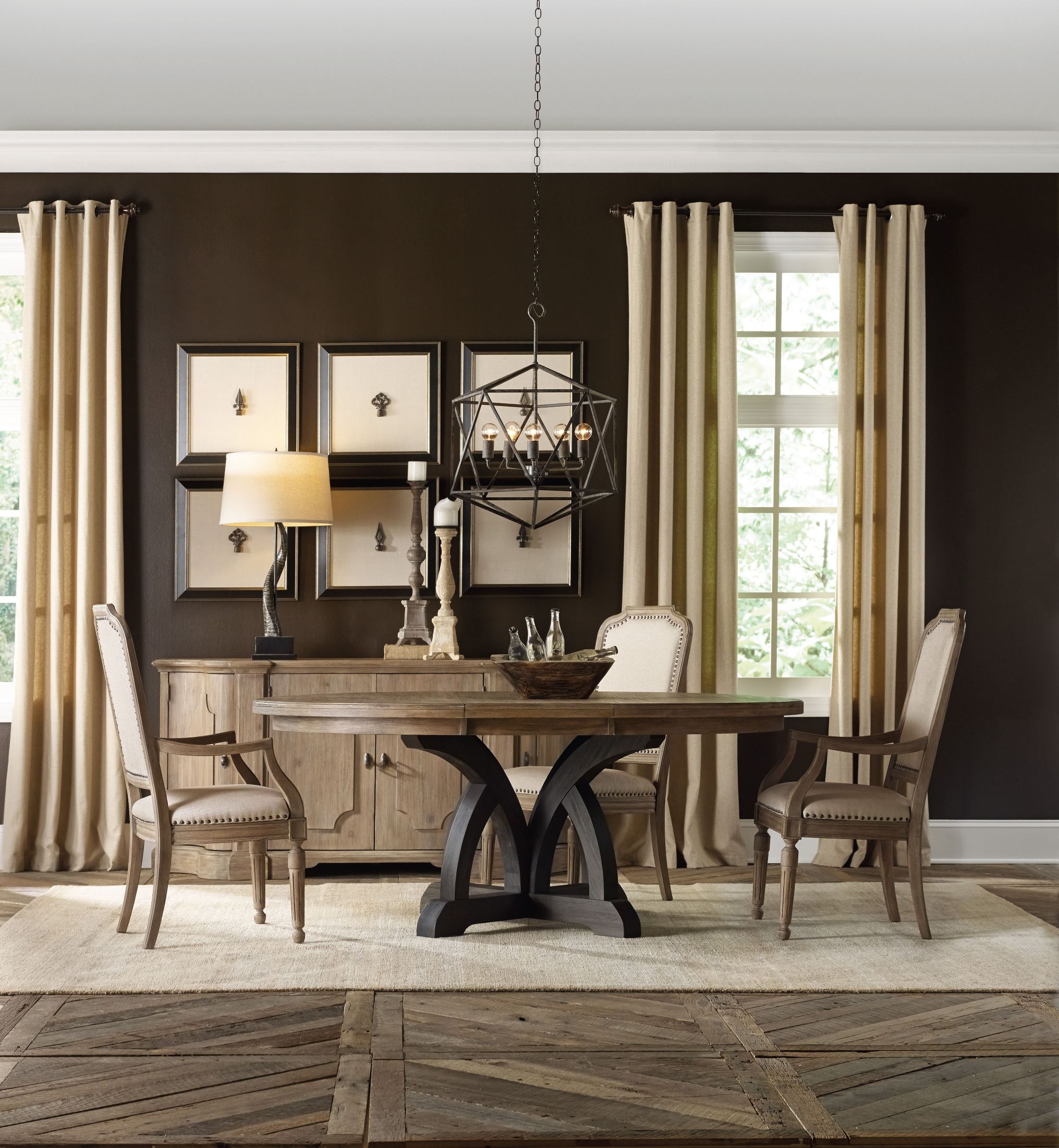 Corsica Brown Dark Round Extendable Dining Room Set 1stopbedrooms