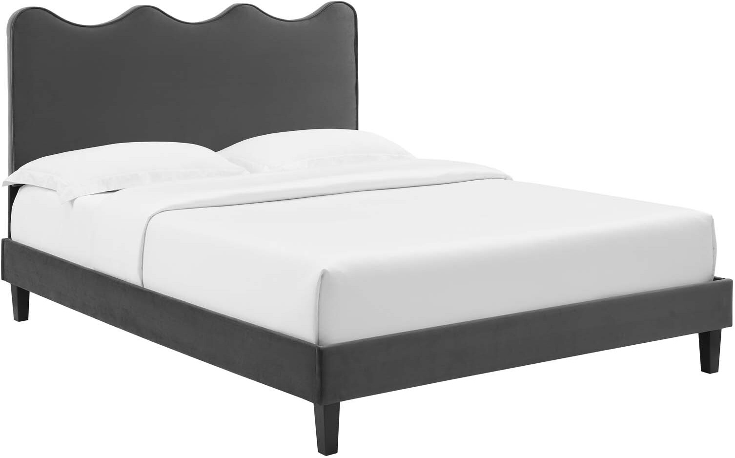 Current Performance Velvet King Platform Bed In Charcoal MOD6738CHA