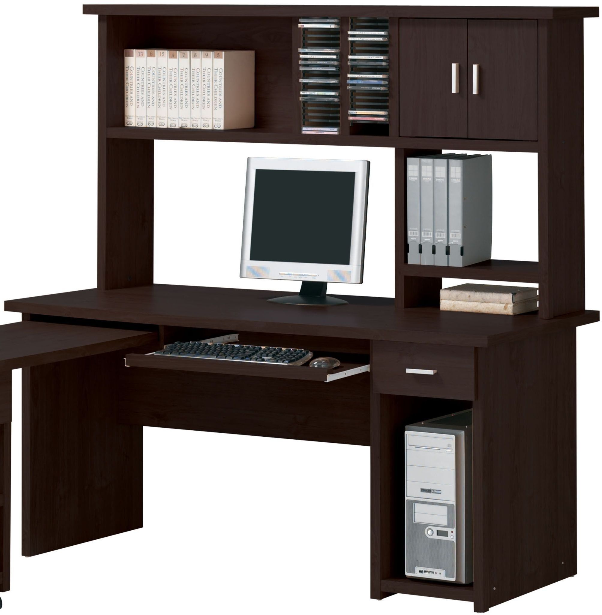 Linda Espresso Computer Desk With Hutch 1stopbedrooms