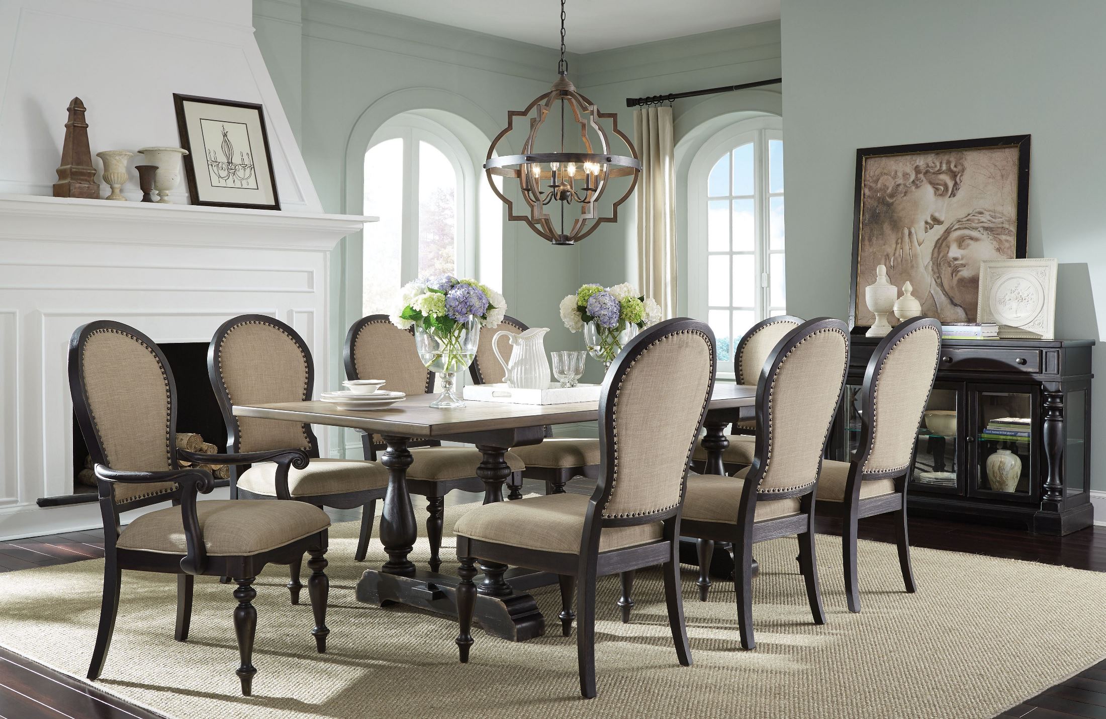 Cambria Black And Dark Toffee Trestle Dining Room Set 1stopbedrooms