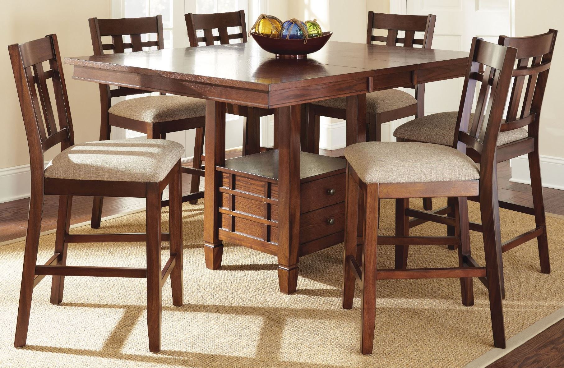 Bolton Extendable Square Counter Height Storage Dining Room Set