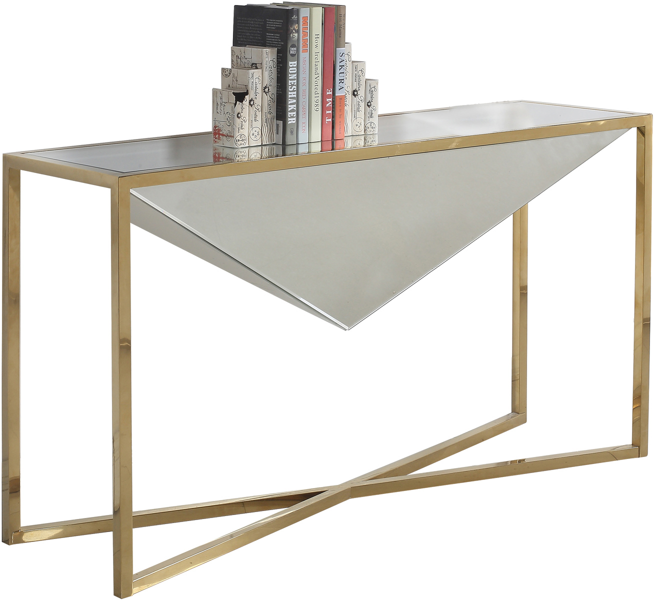 Meridian Krystal Console Table In Gold Stainless Steel 219 S