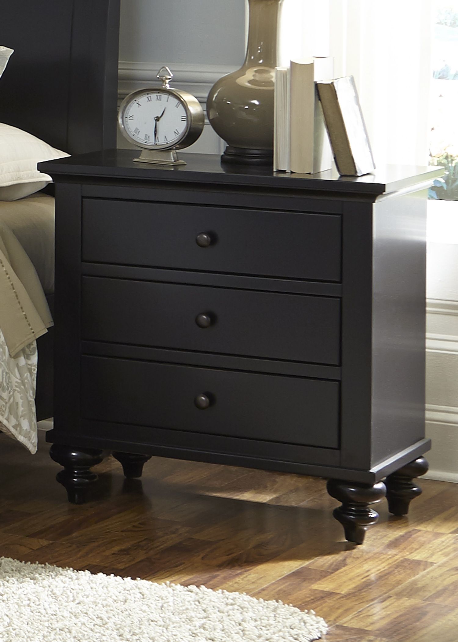 Hamilton Iii Black 3 Drawer Nightstand 1stopbedrooms