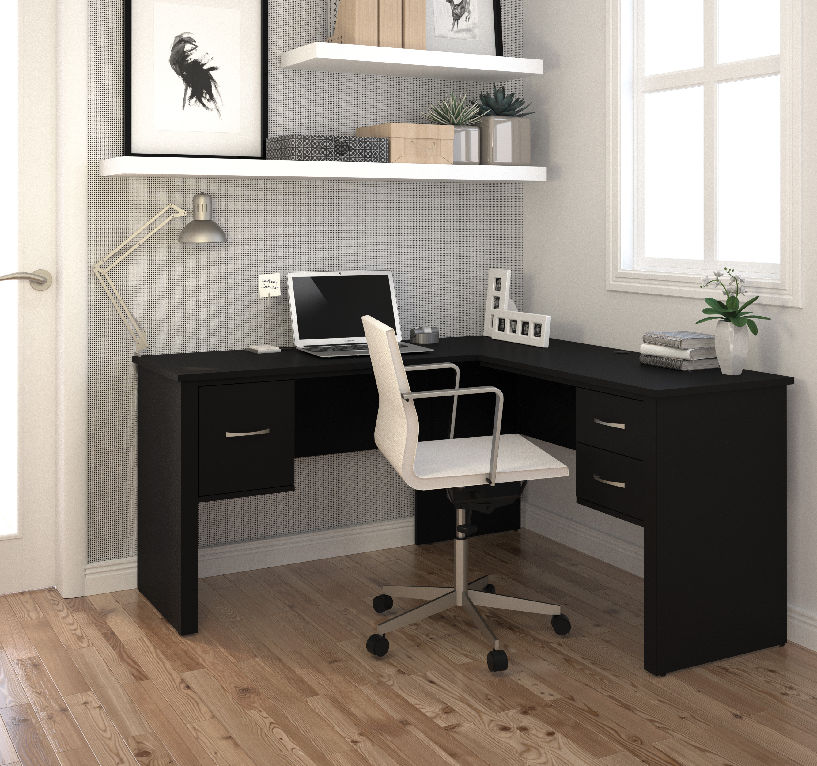 Somerville Black L Shaped Desk 1stopbedrooms