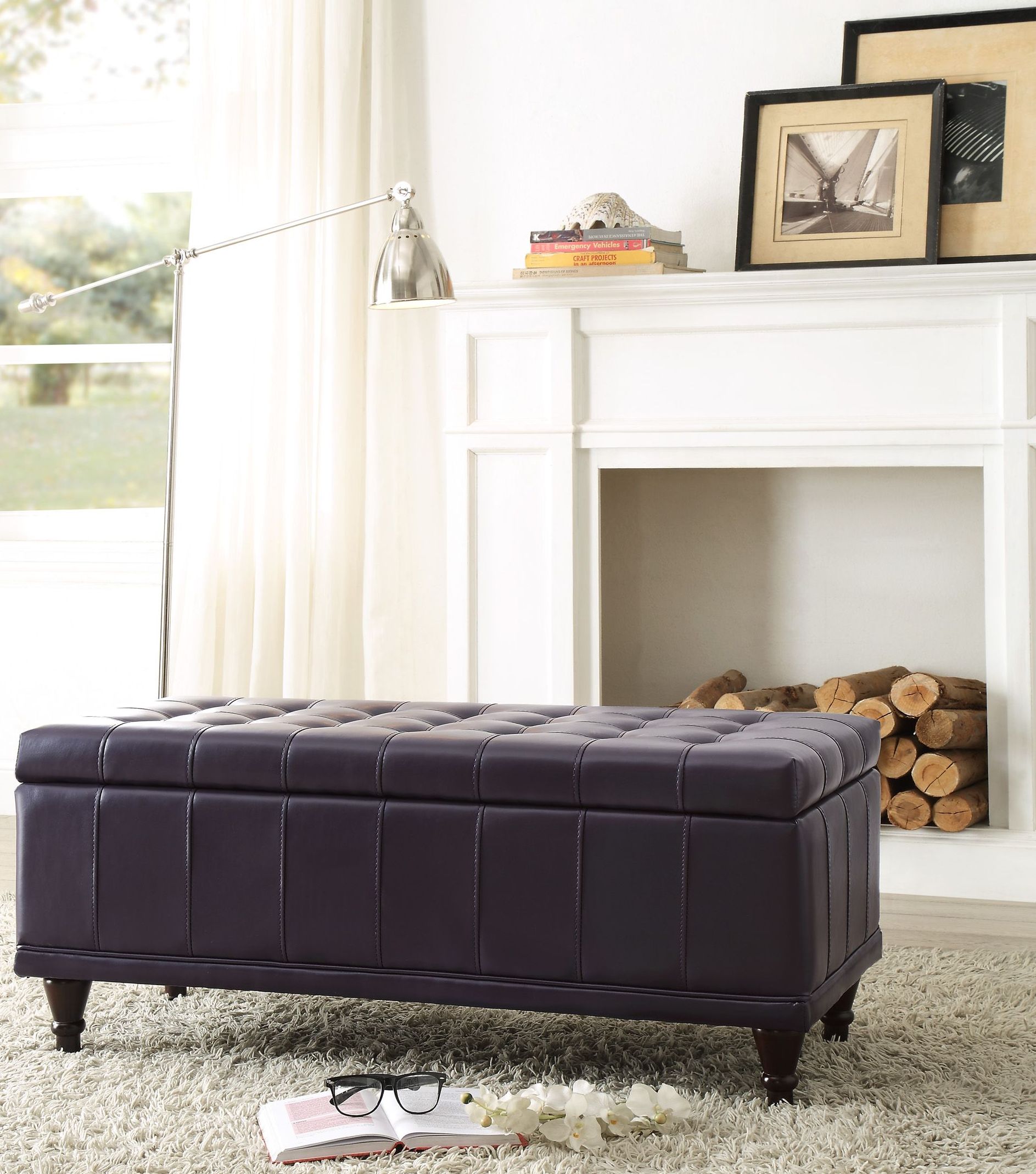 Afton Purple Lift Top Storage Bench 1stopbedrooms
