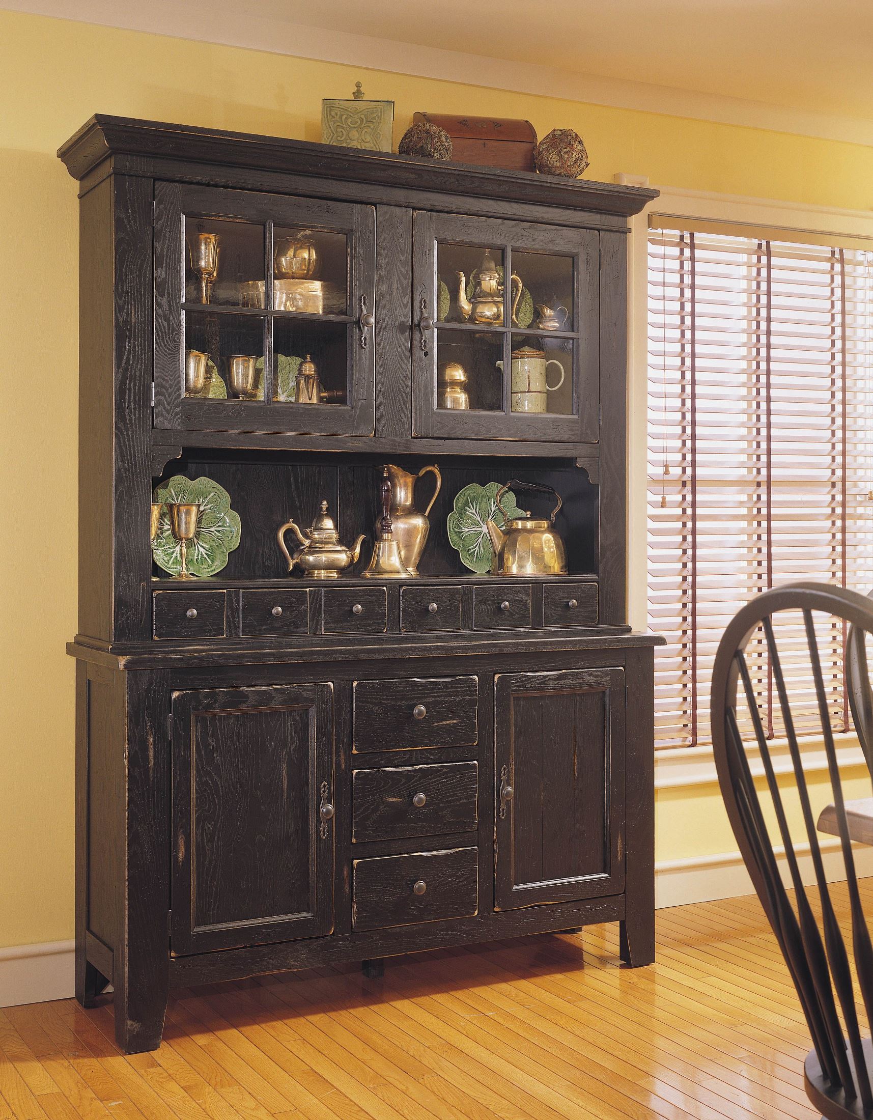 Attic Heirlooms Antique Black China Cabinet 1stopbedrooms