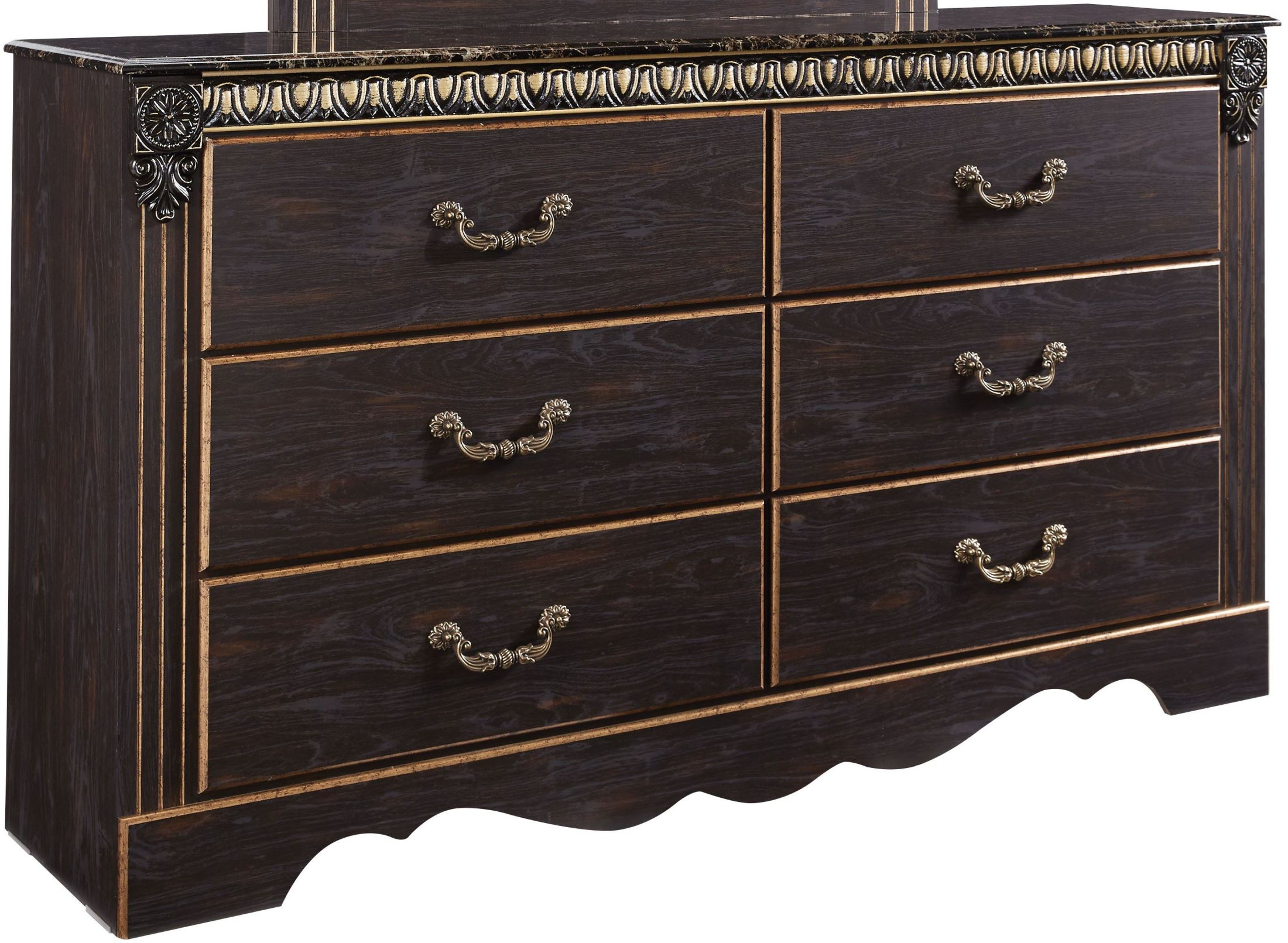 Harviell Dark Chocolate Pecan 6 Drawer Dresser 1stopbedrooms