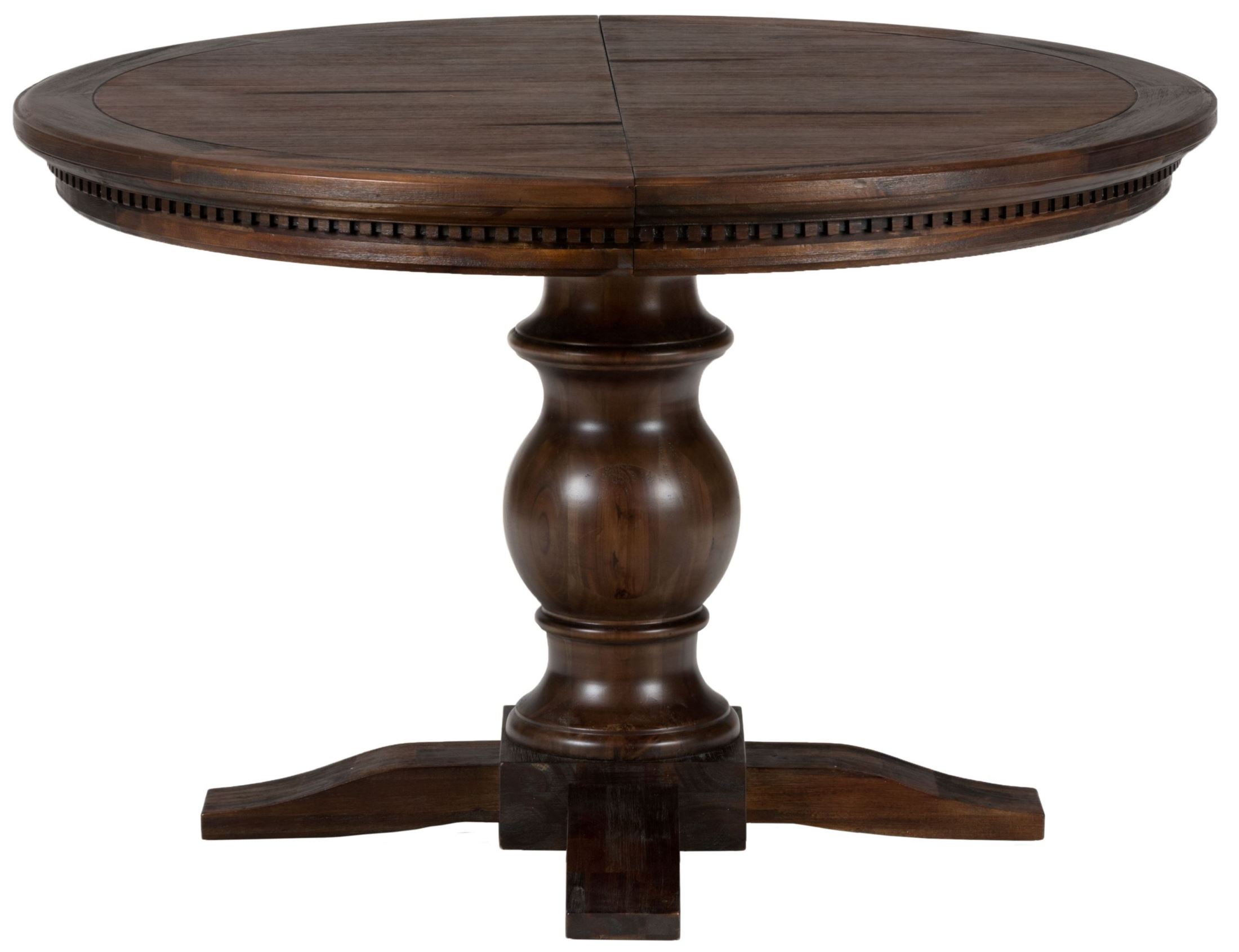 Geneva Hills Rustic Brown Extendable Round To Oval Pedestal Dining Table Geneva Hills Rustic Brown Extendable Round To Oval Pedestal Dining Table