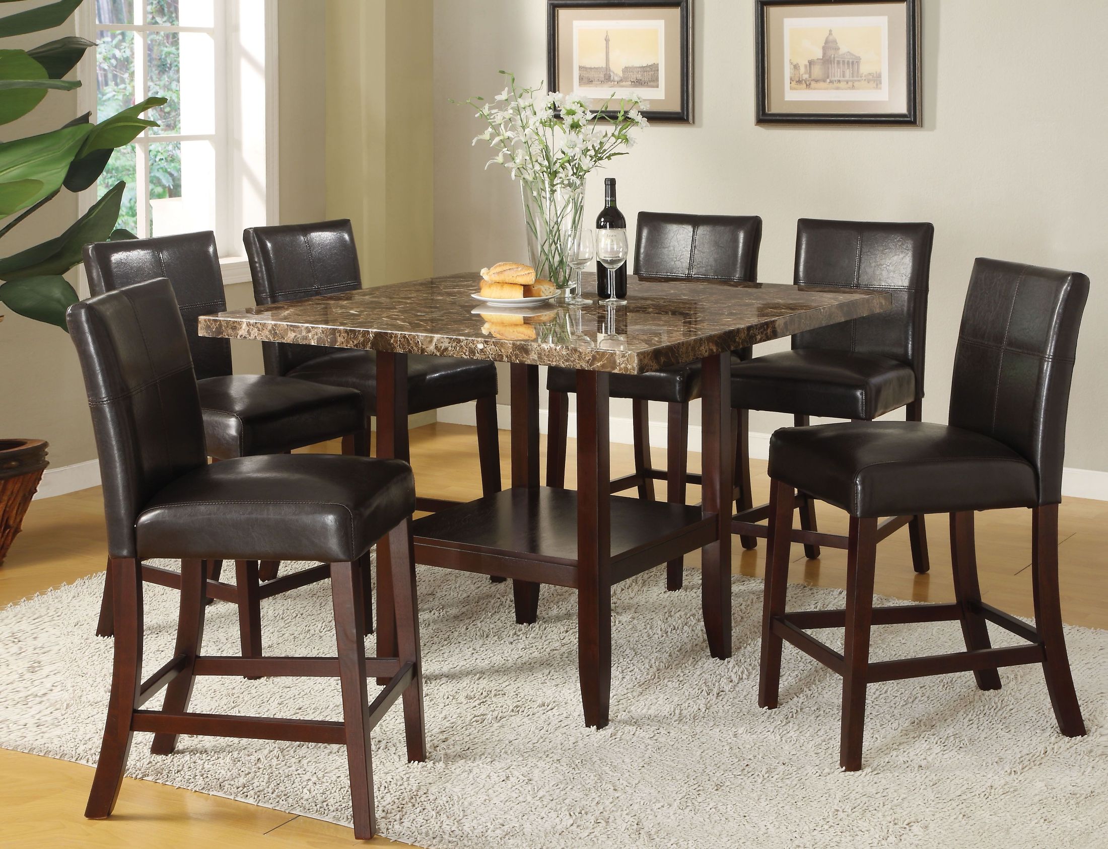 Idris Faux Marble Leg Counter Height Dining Room Set