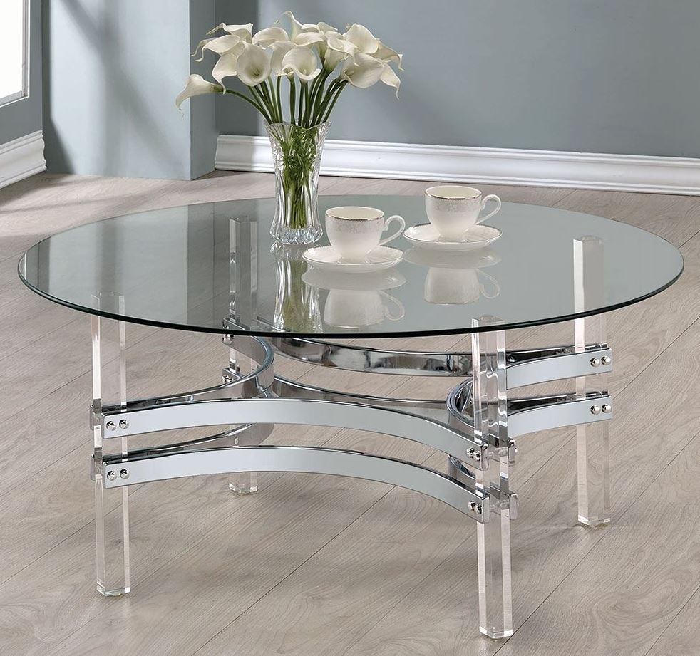 Chrome And Clear Acrylic Round Coffee Table 1stopbedrooms
