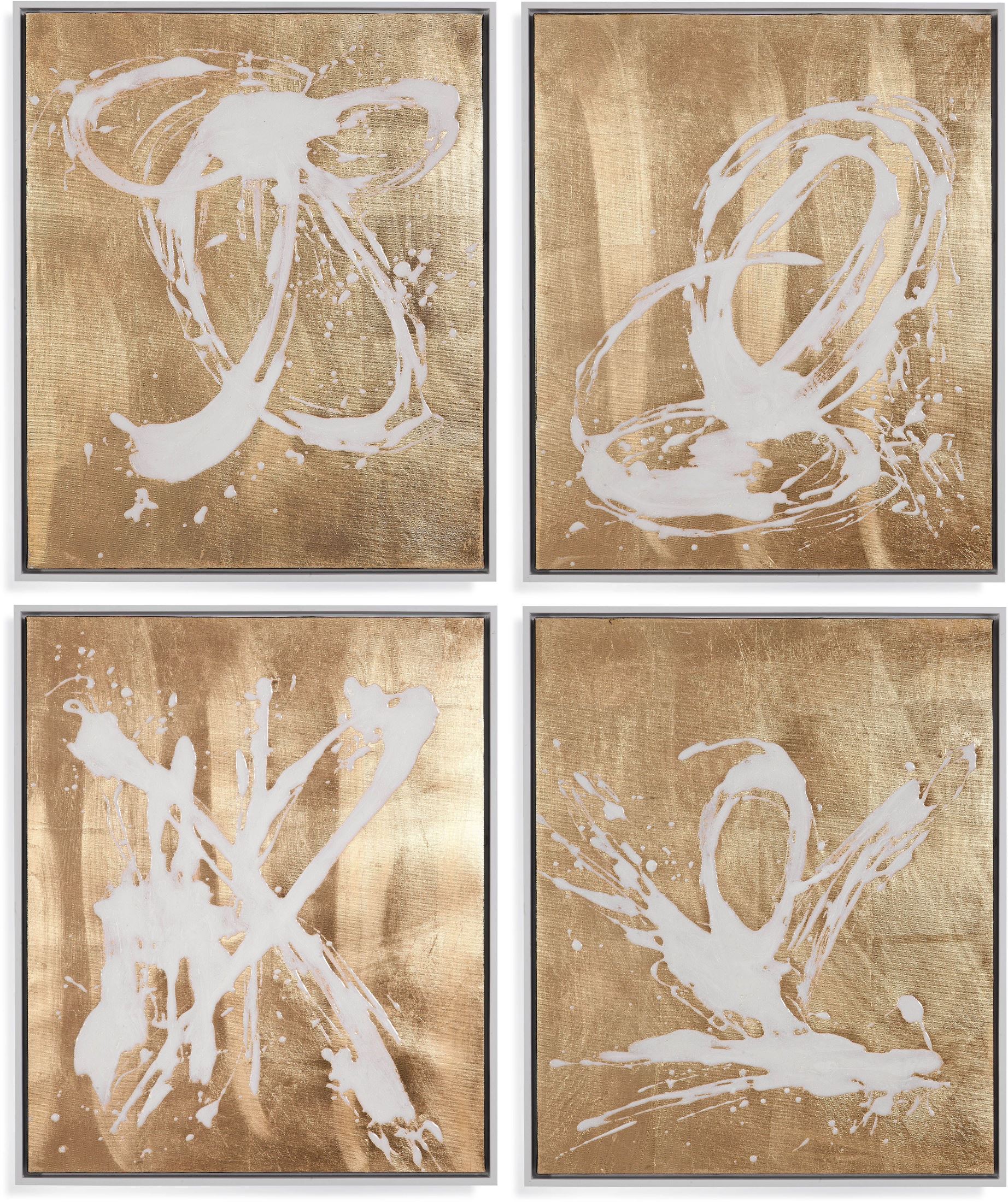 Abstract White Modern Splash Wall Art Set Of 4 1stopbedrooms