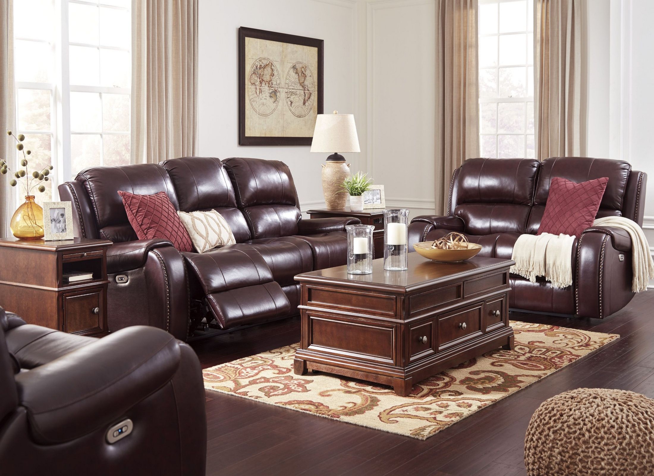 Gilmanton Burgundy Power Reclining Adjustable Headrest Living Room