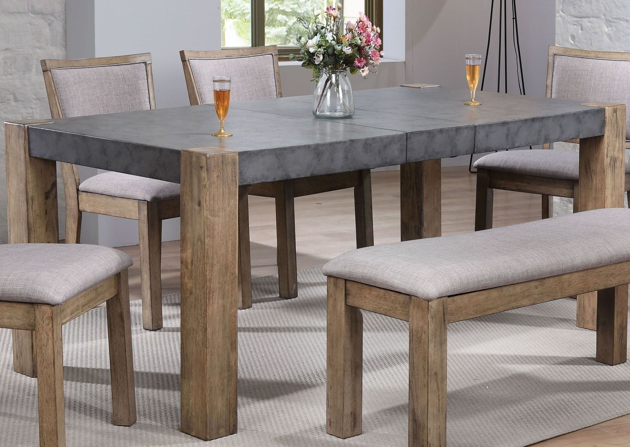 Paulina Ii Dark Gray And Rustic Oak Dining Table 1stopbedrooms Dark Gray And Rustic Oak Dining Table