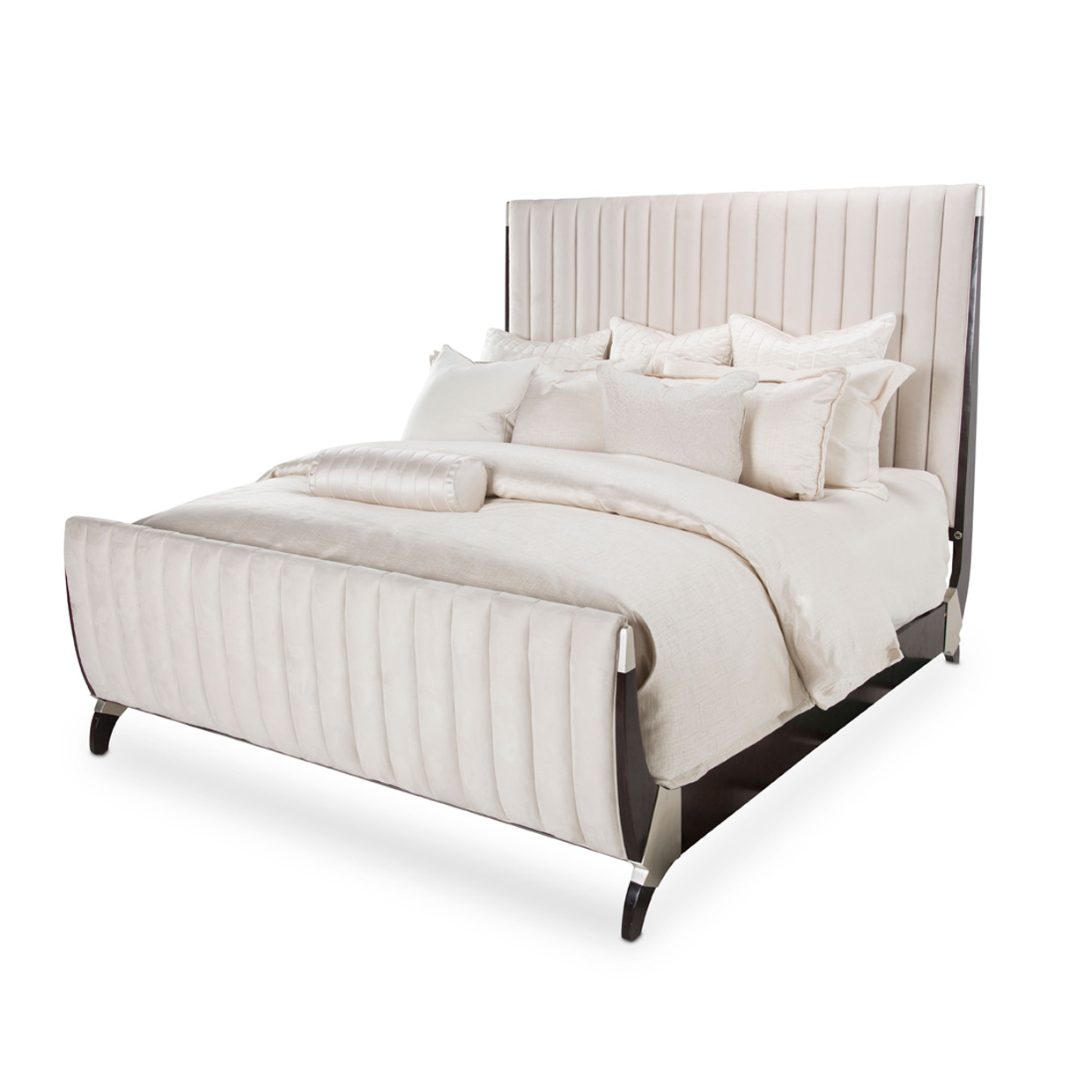 Aico Furniture Channel Tufted Sleigh Bedroom Set