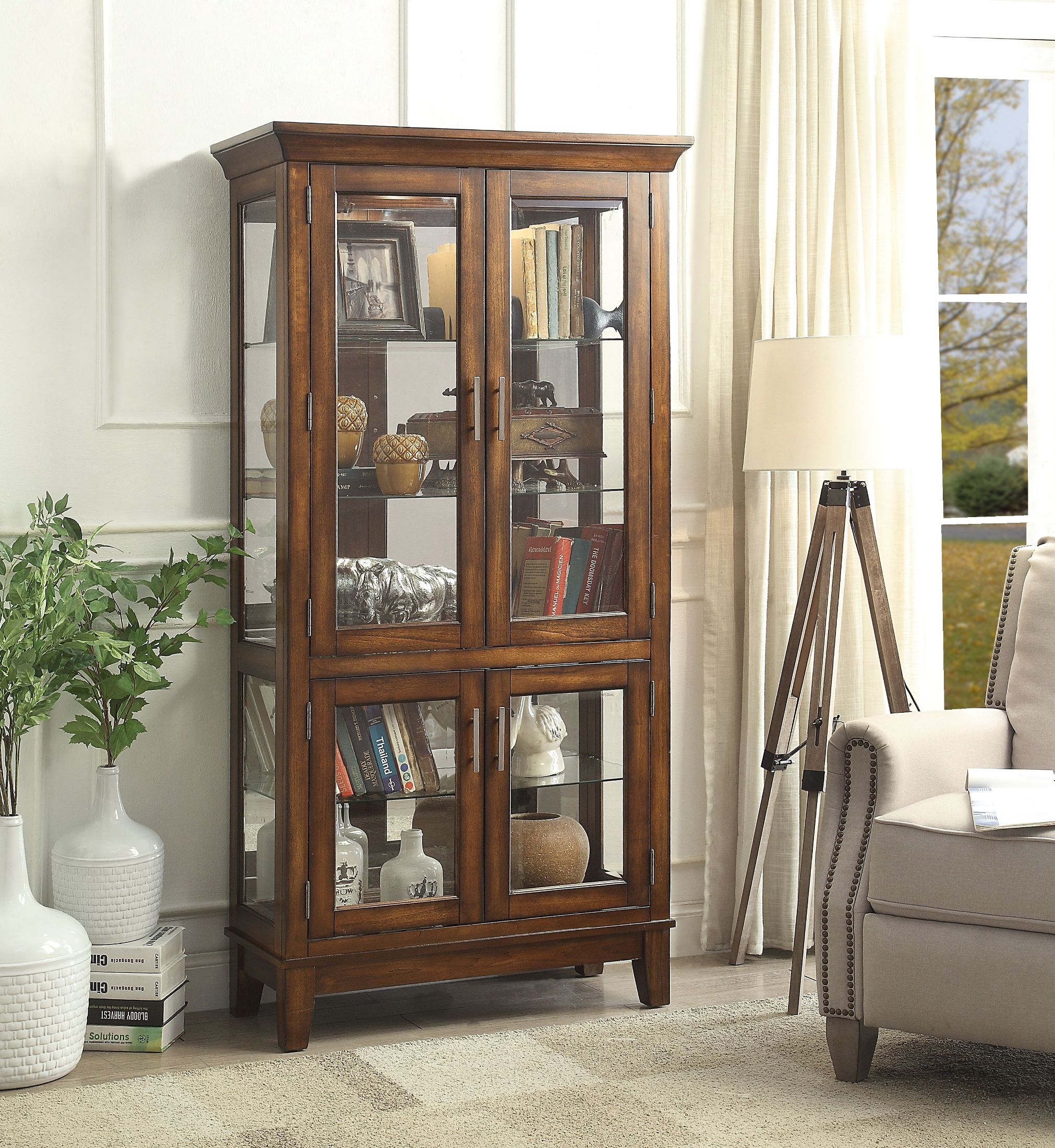 Jaxon Cherry Curio Cabinet 1stopbedrooms