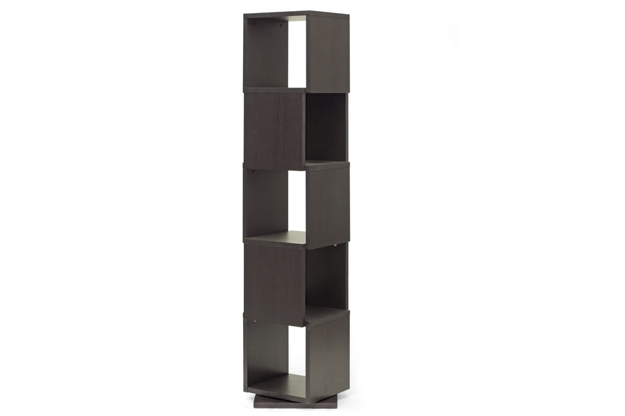 Baxton Studio Ogden Dark Brown 5 Level Rotating Modern Bookshelf