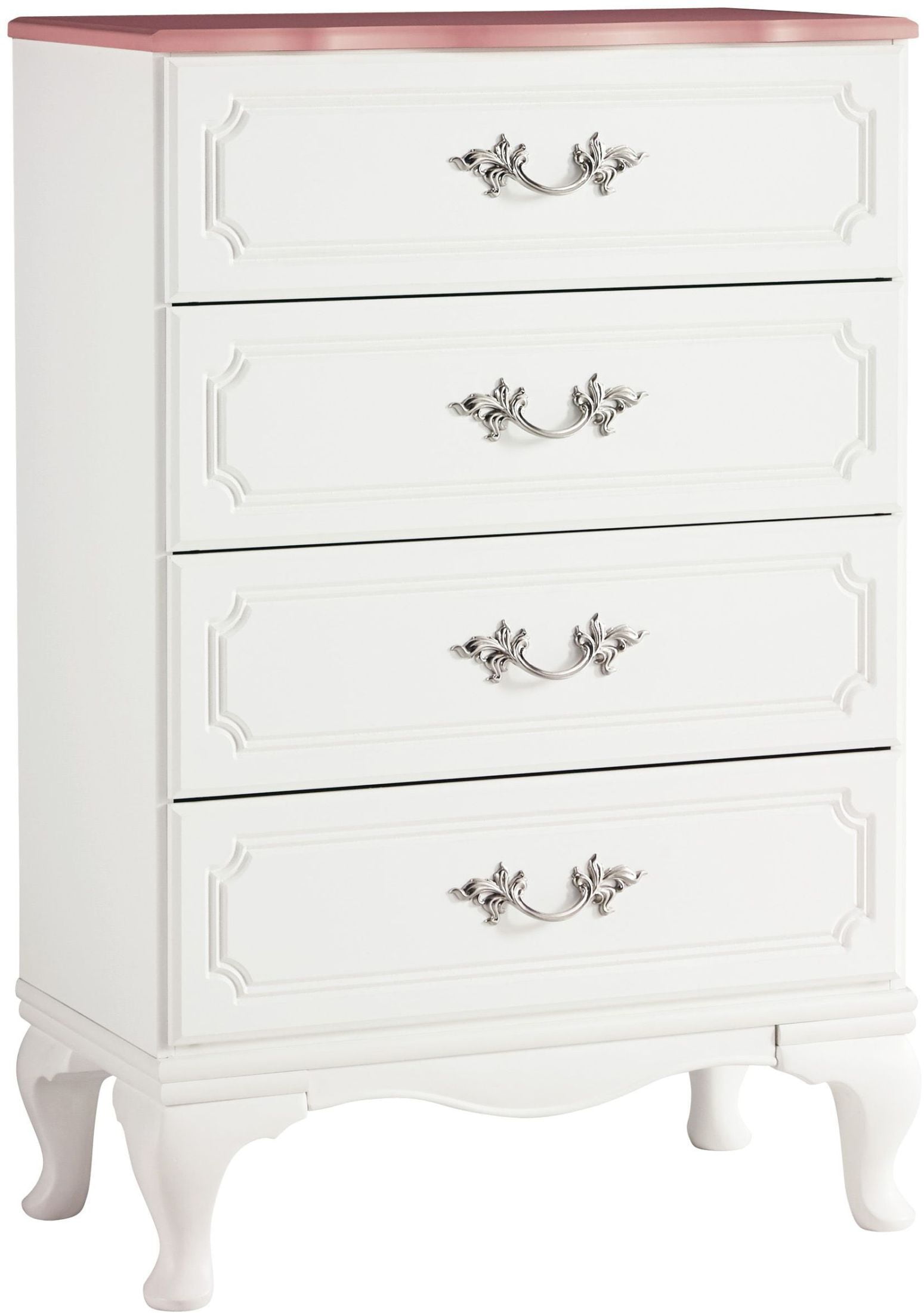 Laddi White And Pink Four Drawer Chest 1stopbedrooms