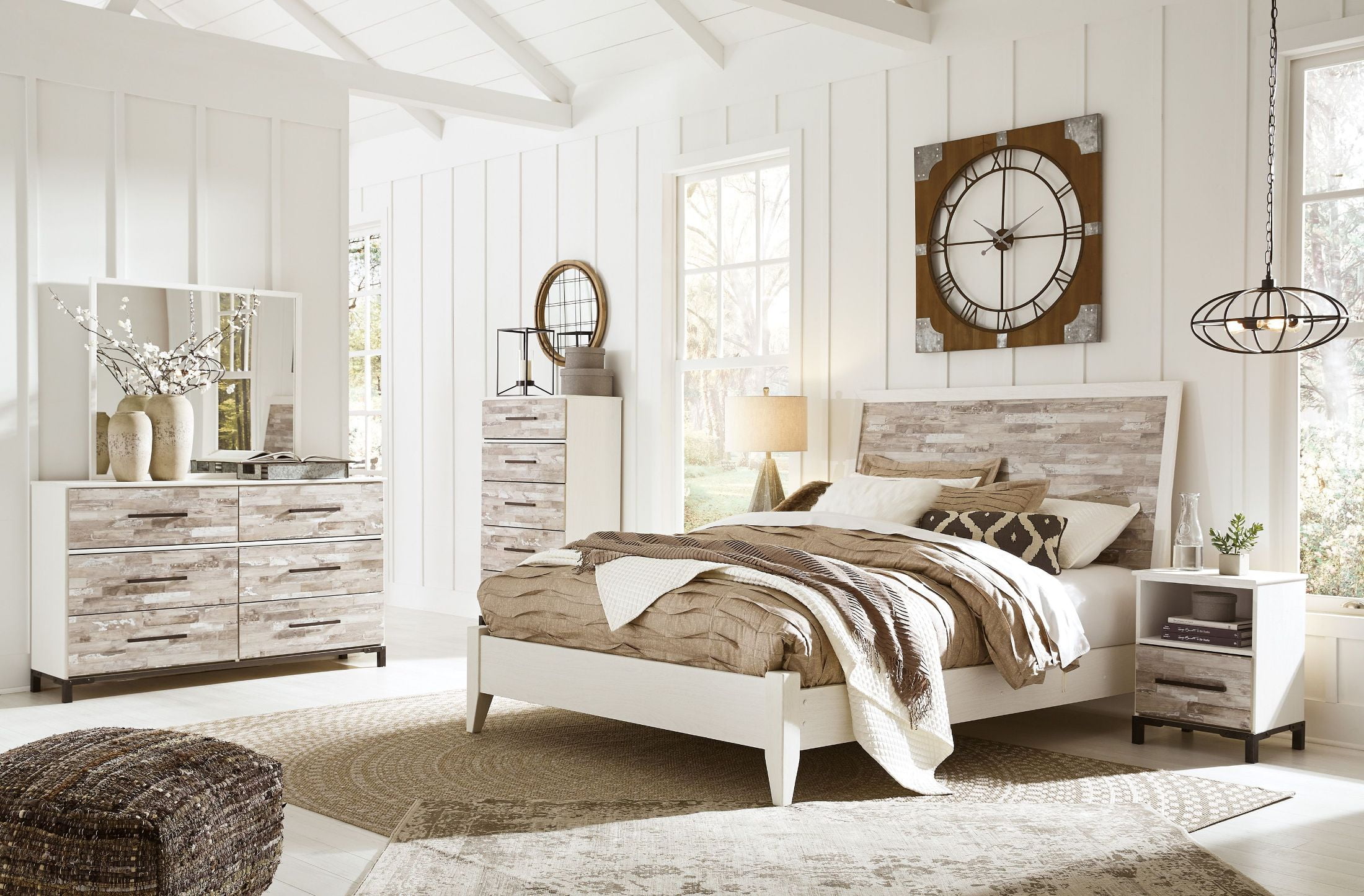 Evanni Cream and Gray Panel Bedroom Set - 1StopBedrooms.