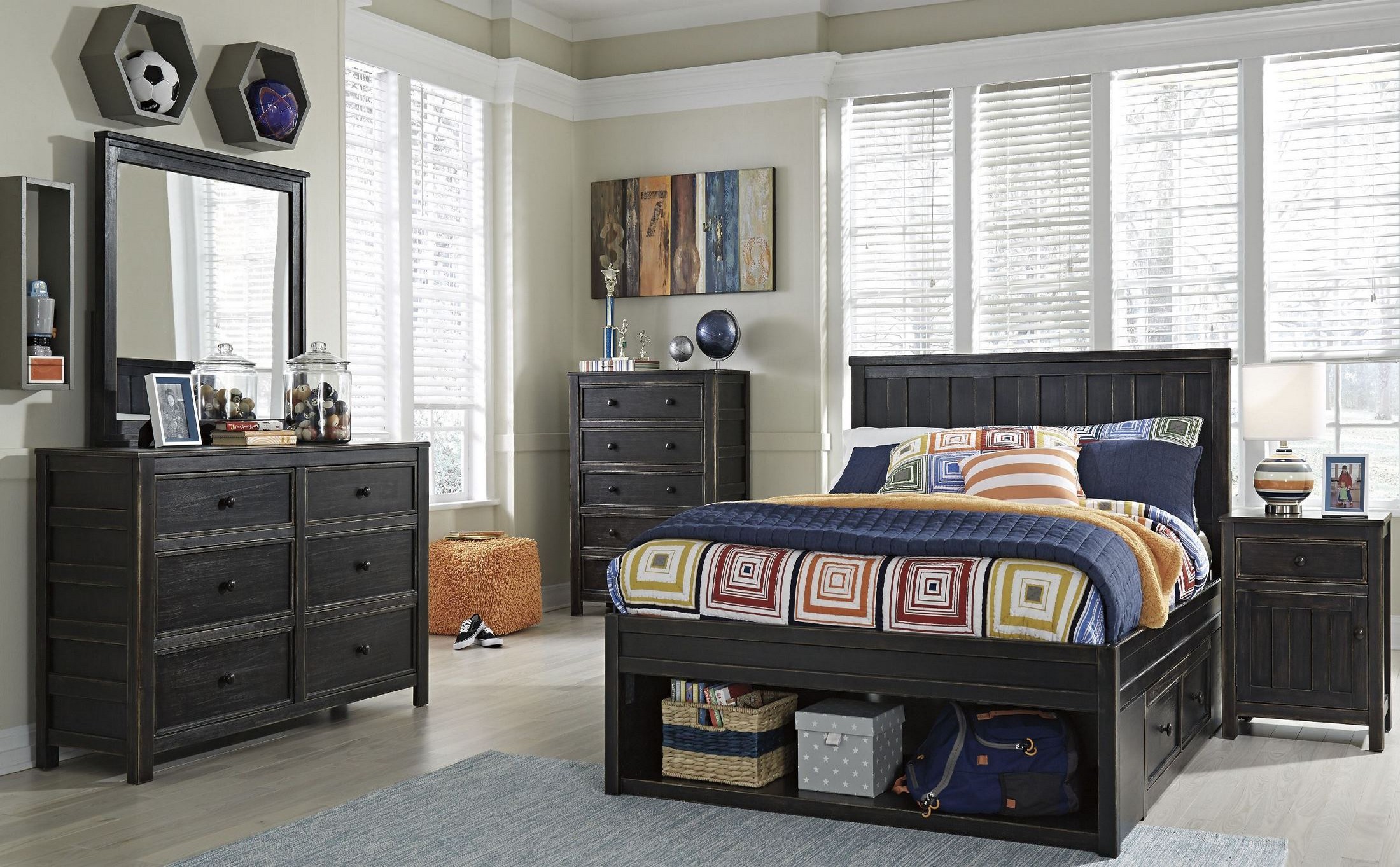 Jaysom Black Youth Panel Storage Bedroom Set