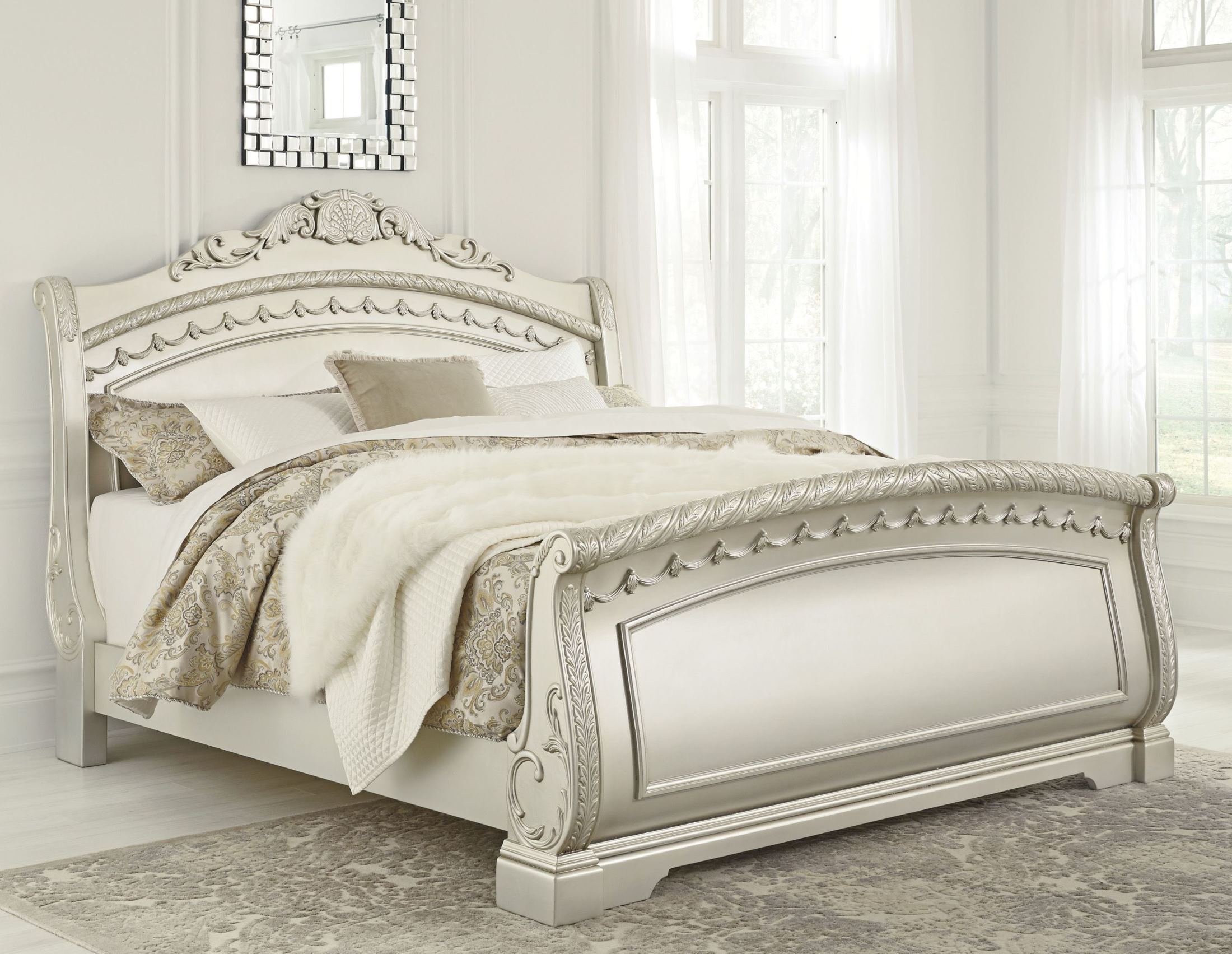 Cassimore North Shore Pearl Silver King Sleigh Bed