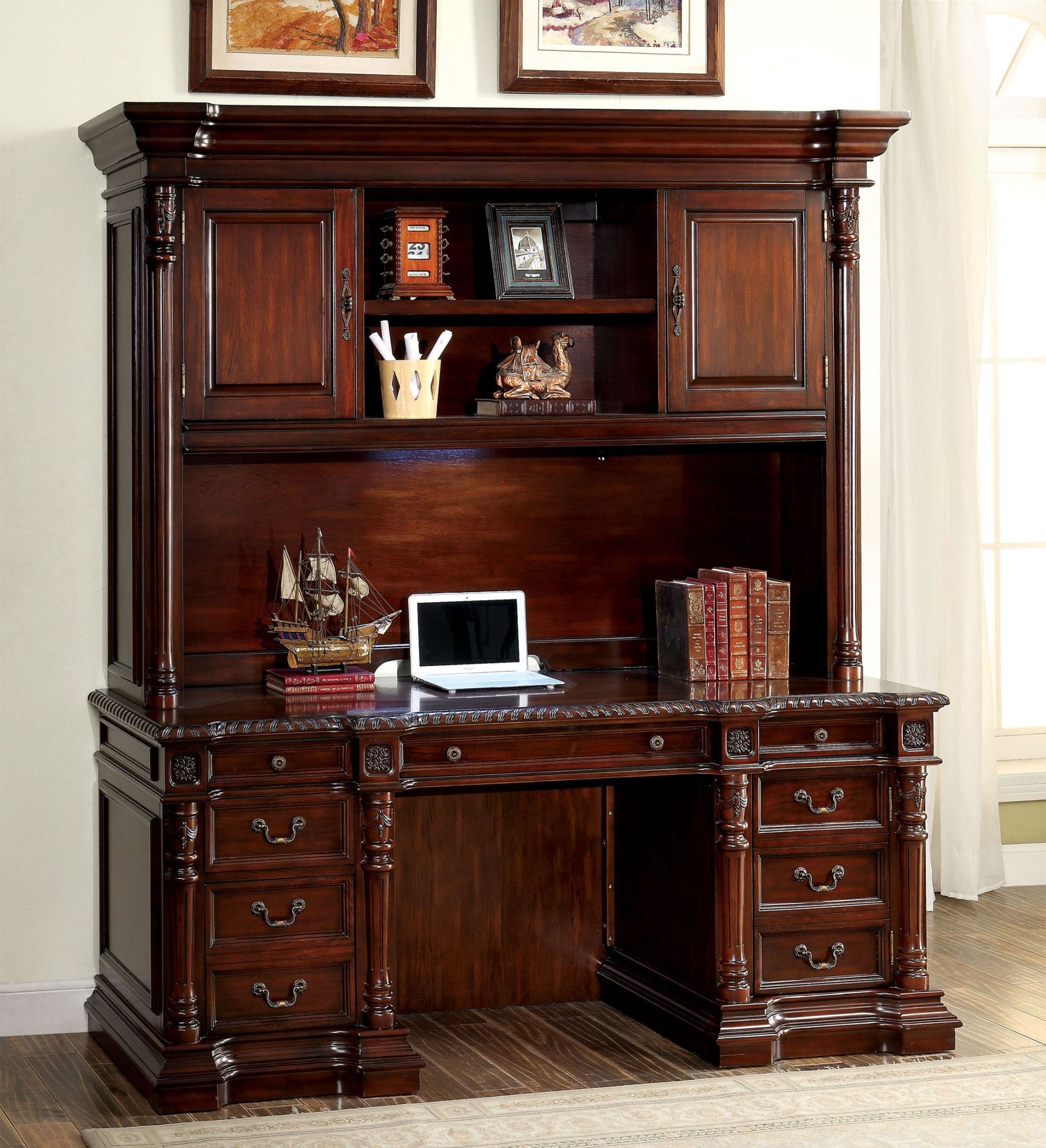 Roosevelt Cherry Credenza Desk With Hutch 1stopbedrooms