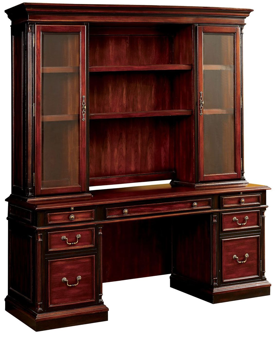 Strandburg Cherry And Black Computer Desk With Hutch 1stopbedrooms