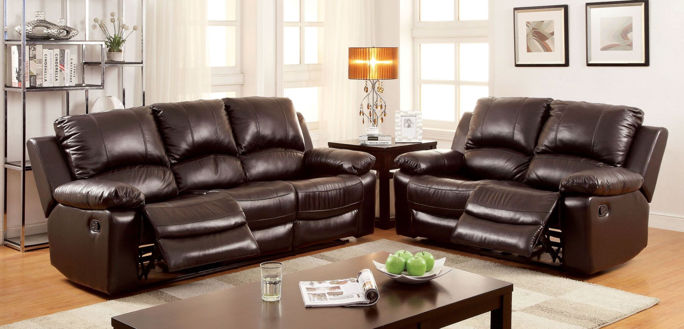 Davenport Top Grain Leather Match Reclining Living Room Set